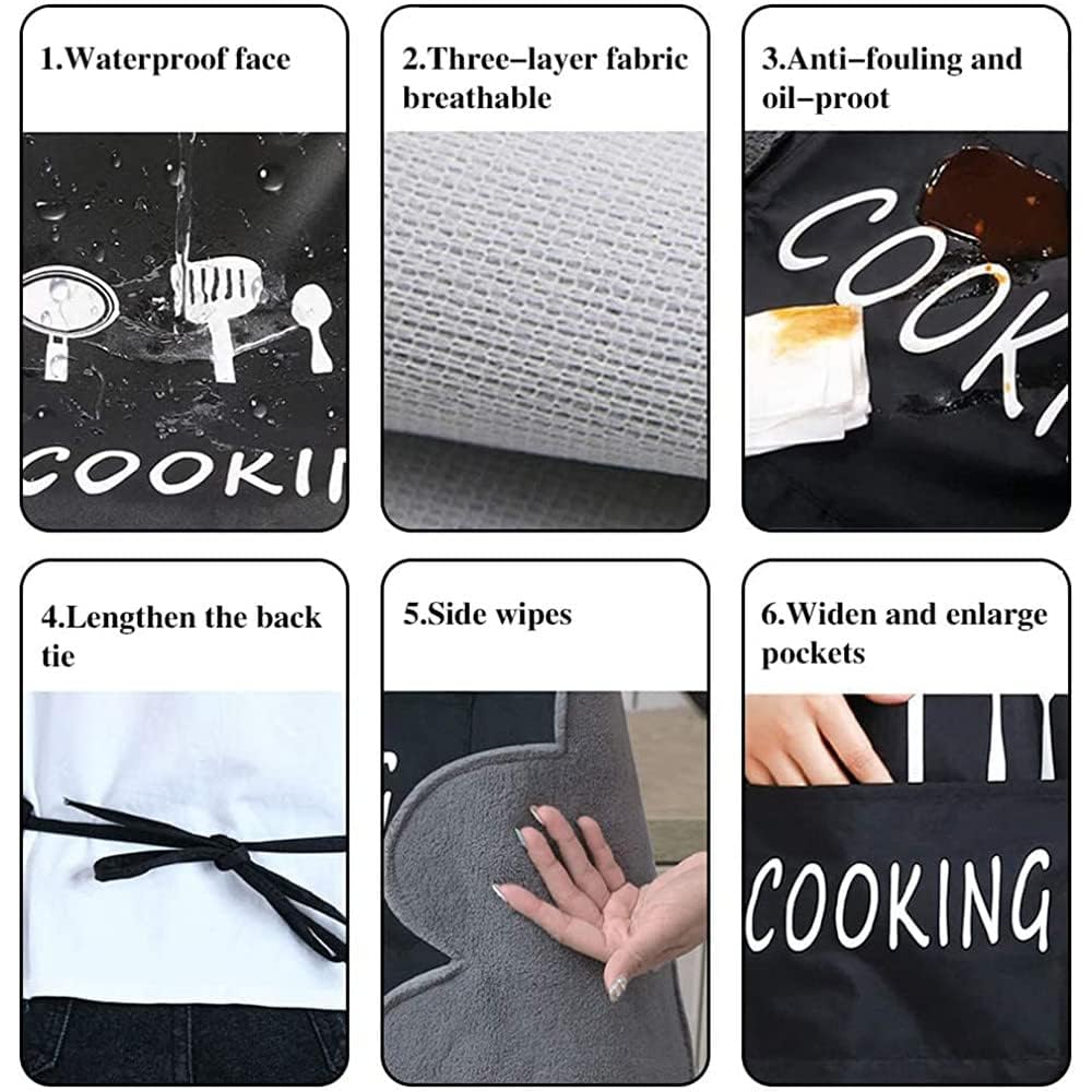 Docat Apron For Kitchen Cooking Waterproof Apron For Women Men With Pockets And Side Coral Velvet For Wiping Hands Towel Grill C
