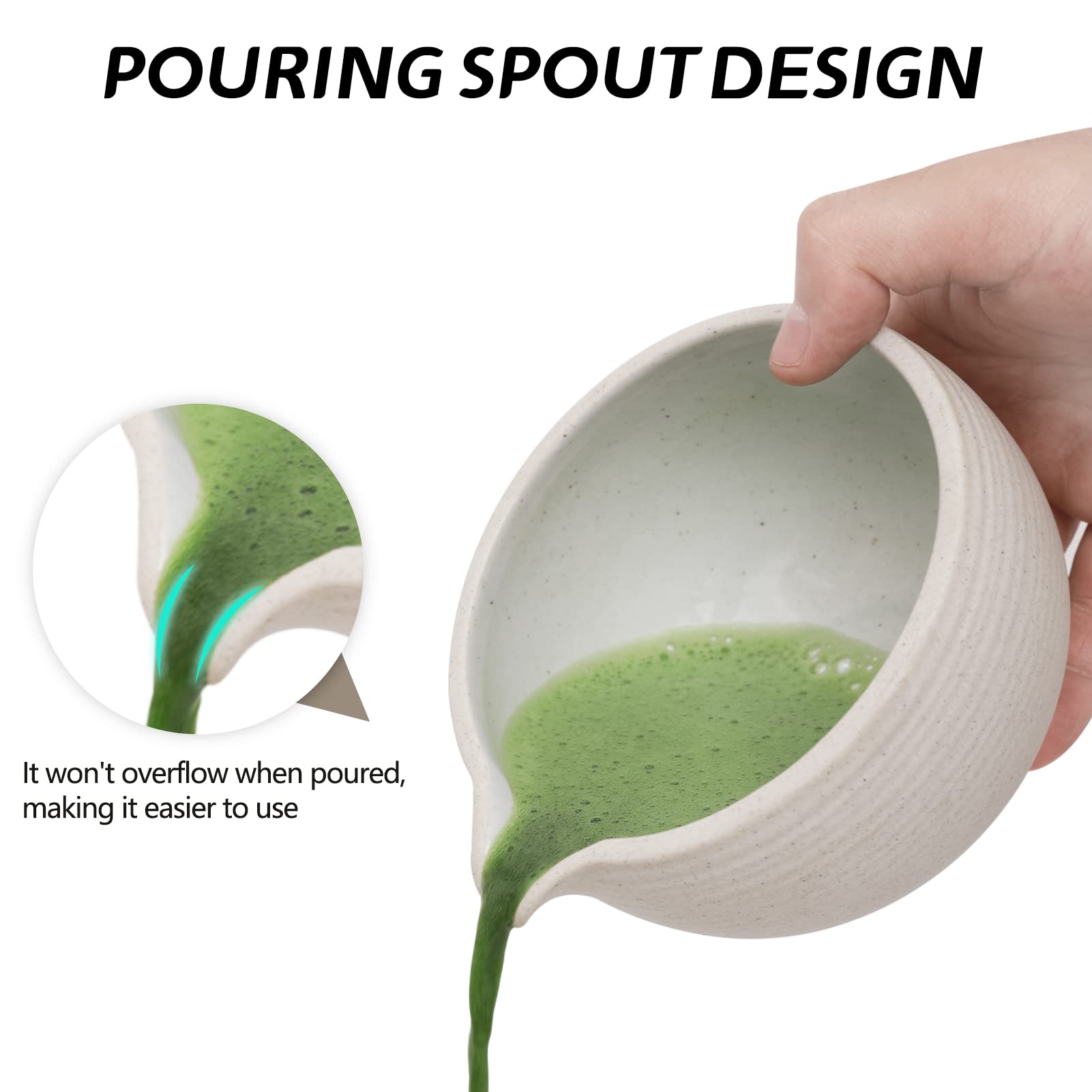 Artcome Japanese Matcha Tea Set, Matcha Bowl With Pouring Spout, Tea Tray, Bamboo Whisk, Ceramic Whisk Holder, Handmade Matcha C