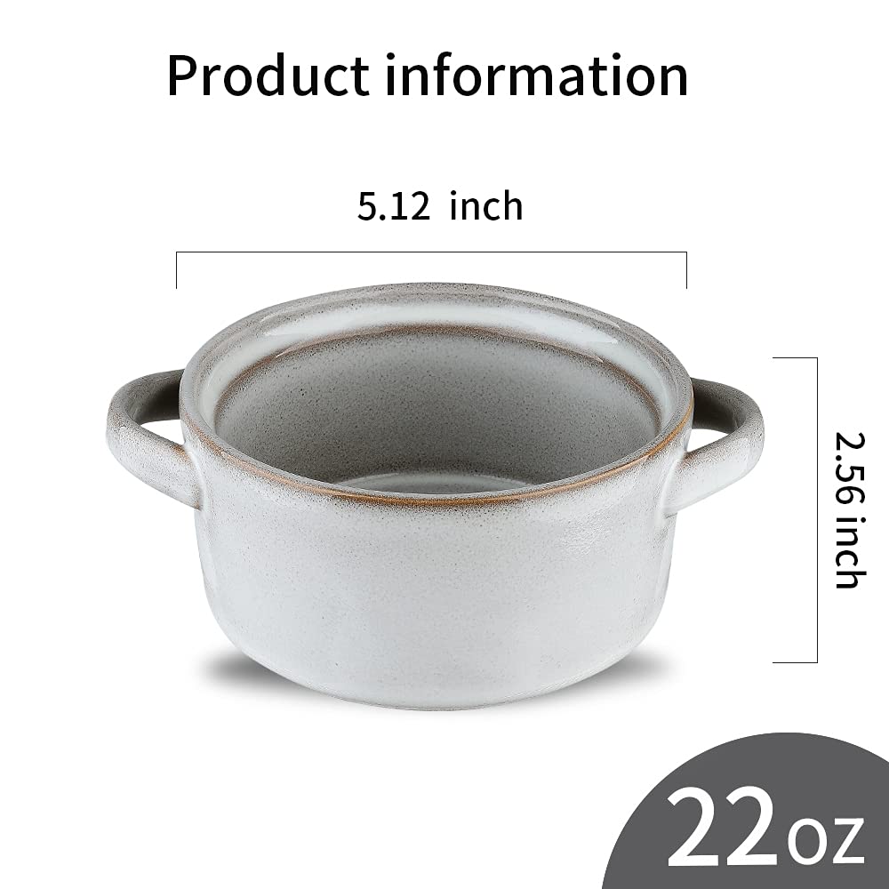 Koov Porcelain Soup Bowls With Handles Microwave Safe, Soup Bowls Large, 24 Ounce For Soup, Cereal, Stew, French Onion Soup Bowl