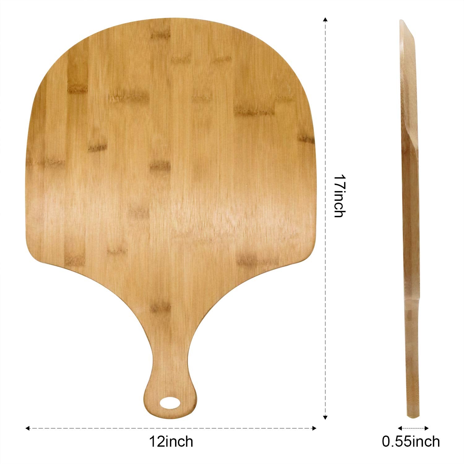 Zoenhou 2 Pcs 17 X 12 Inch Bamboo Pizza Peel, Pizza Board With Handle, Bamboo Cutting Board For Homemade Pizza Cheese Fruits Cak