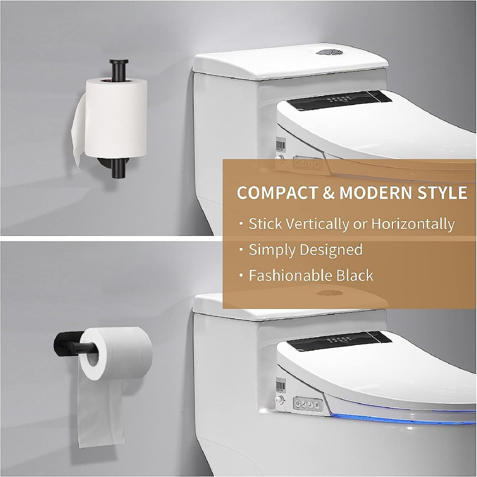 Adhesive Toilet Paper Holder Stand,Tissue Holder For Bathroom,Toilet Paper Holders Black,Stainless Steel Toilet Roll Holder, Wal