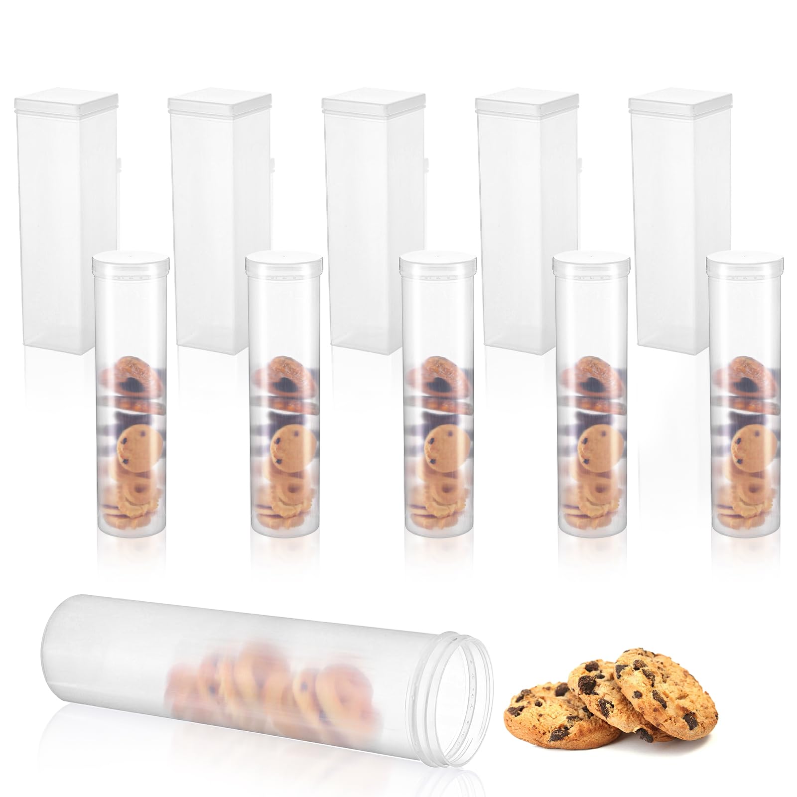 wutfuooo 10 Pcs Plastic Cracker Keeper Small Cracker Storage Containers Plastic Cookie Containers Round and Square Sizes Airtigh