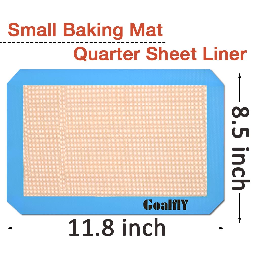 Goalfly Small Silicone Baking Mat Sheet (11.8 X 8.5 In), 3 Pieces Baking Mat Set, Reusable Silicone Mat For Oven, Toaster, Bakin