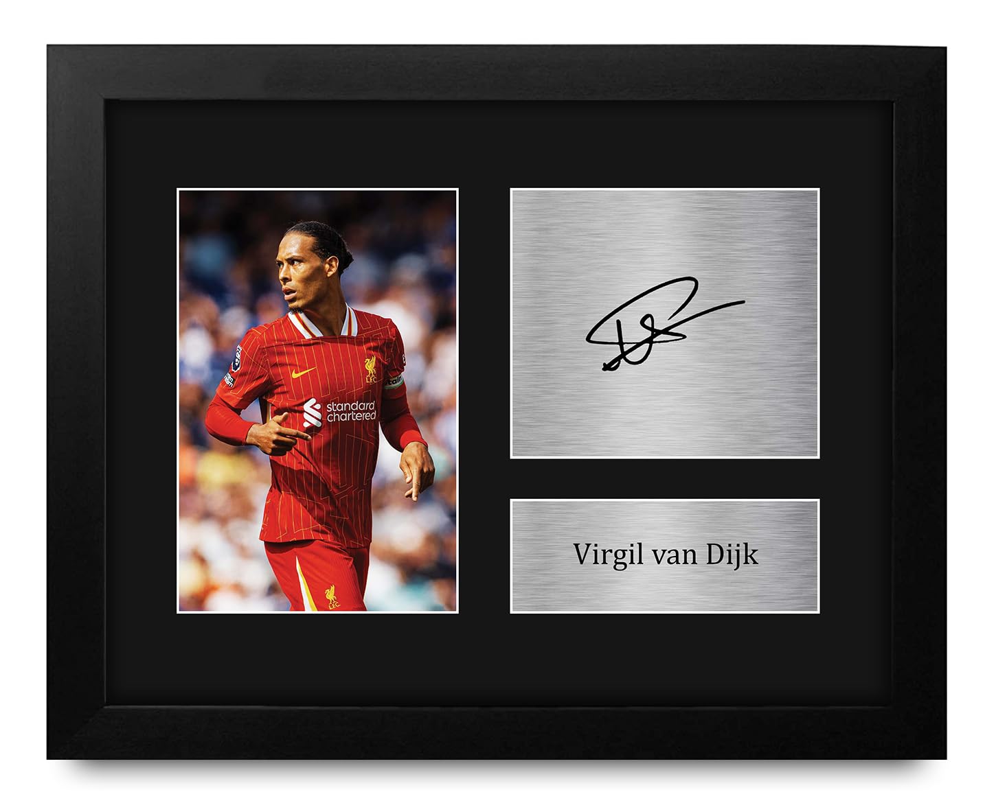 HWC Trading USL Framed Virgil van Dijk Gifts Printed Signed Autograph Picture for Soccer Fans and Supporters - US Letter Size