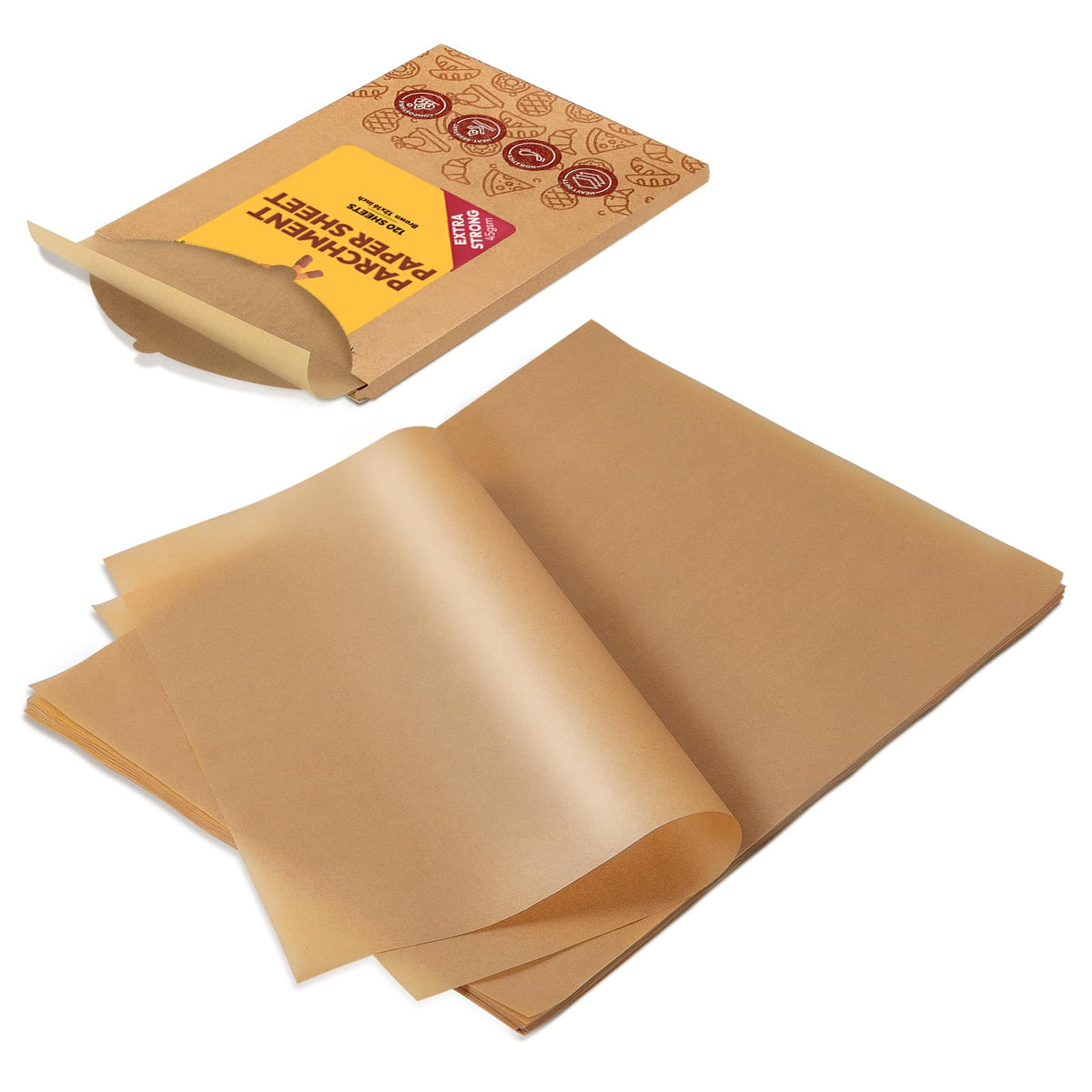 Katbite Unbleached Parchment Paper Baking Sheets, 120Pcs 12X16 Inch Precut Parchment Paper For Baking, Heavy Duty & Non-Stick, H