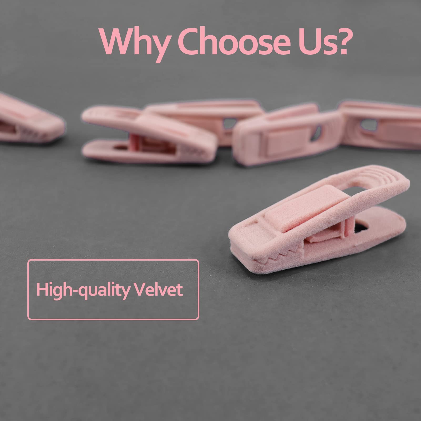 Trgowaul Light Pink Velvet Hangers Clips, Pant Hangers Velvet Clips, Strong Finger Clips Perfect For Thin Velvet Hangers Suit Sk