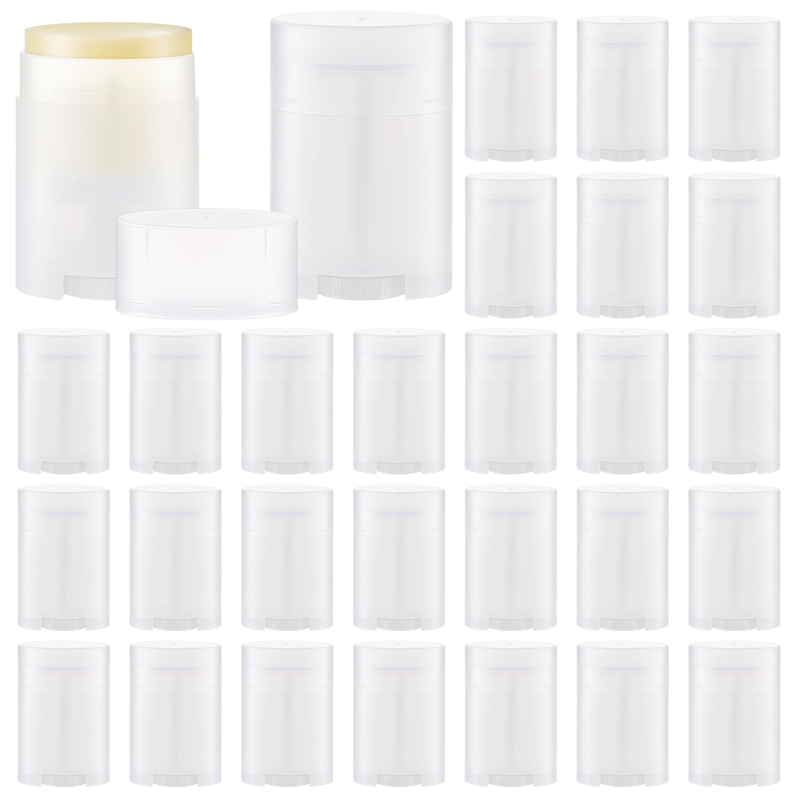 Teenyyou 30 Pack 30ml/1oz Empty Deodorant Containers, Bottom Filling, Transparent Plastic Oval Refillable Deodorant Containers T