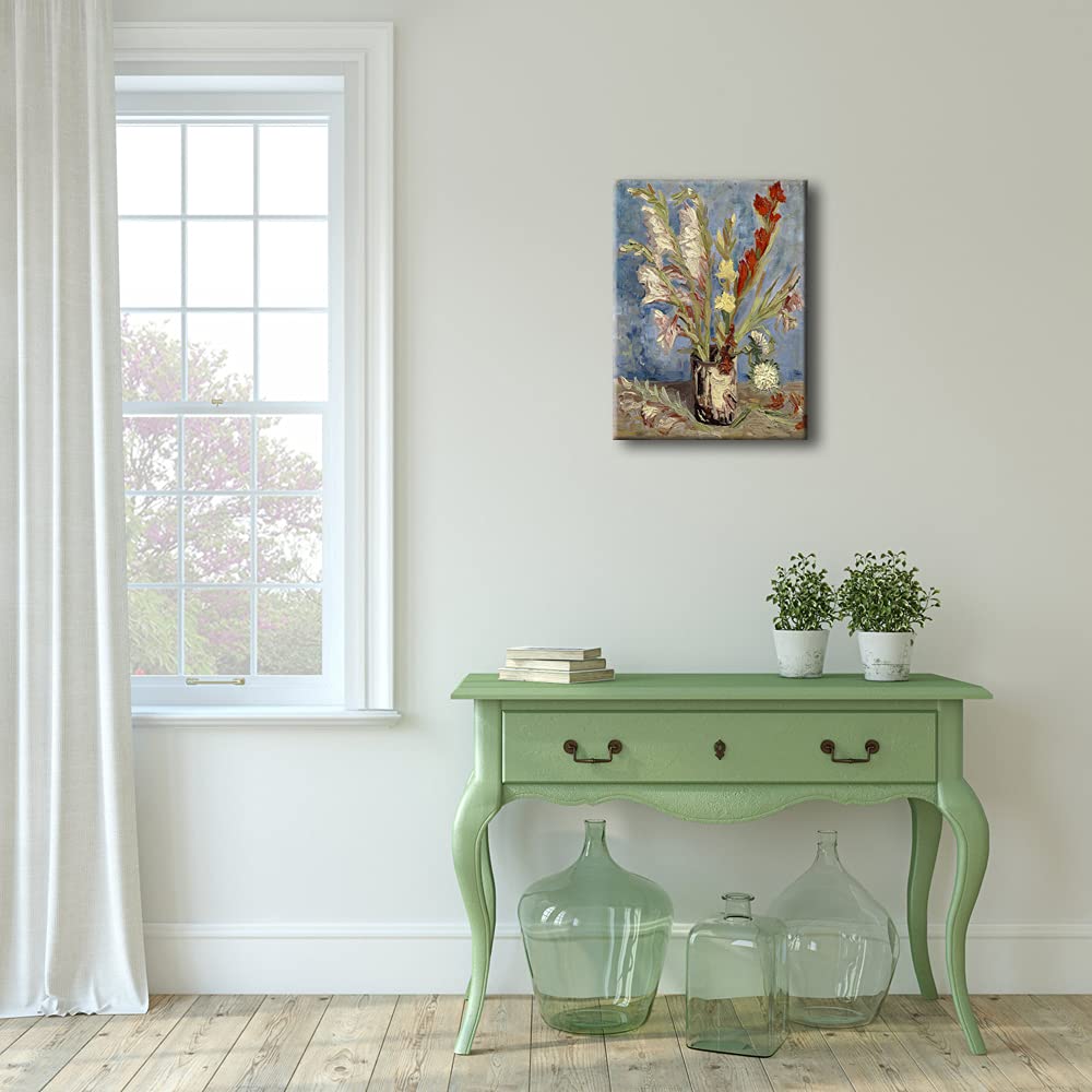 Wieco Art Vase with Gladioli and China Asters by Van Gogh Famous Oil Paintings Reproduction Modern Floral Giclee Canvas Prints Artwork Abstract Flowers Pictures on Canvas Wall Art for Home Decorations