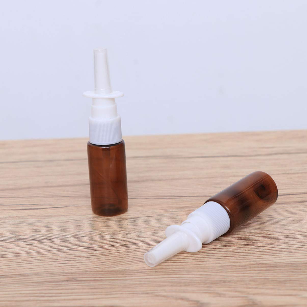 Healifty 15Ml Empty Nasal Spray Bottle, Refillable Fine Mist Empty Spray Bottles Amber Glass Sprayers 10Pcs (Brown Pet+ 18R Dire