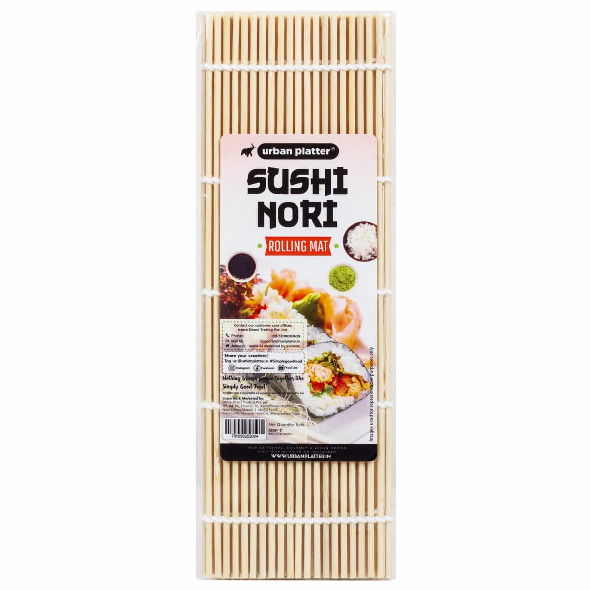 Urban Platter All Natural Bamboo Sushi Rolling Mat (100% Authentic Sushi Rolling Mat  9.5 Inch x 10 Inch | Make Sushi at home)