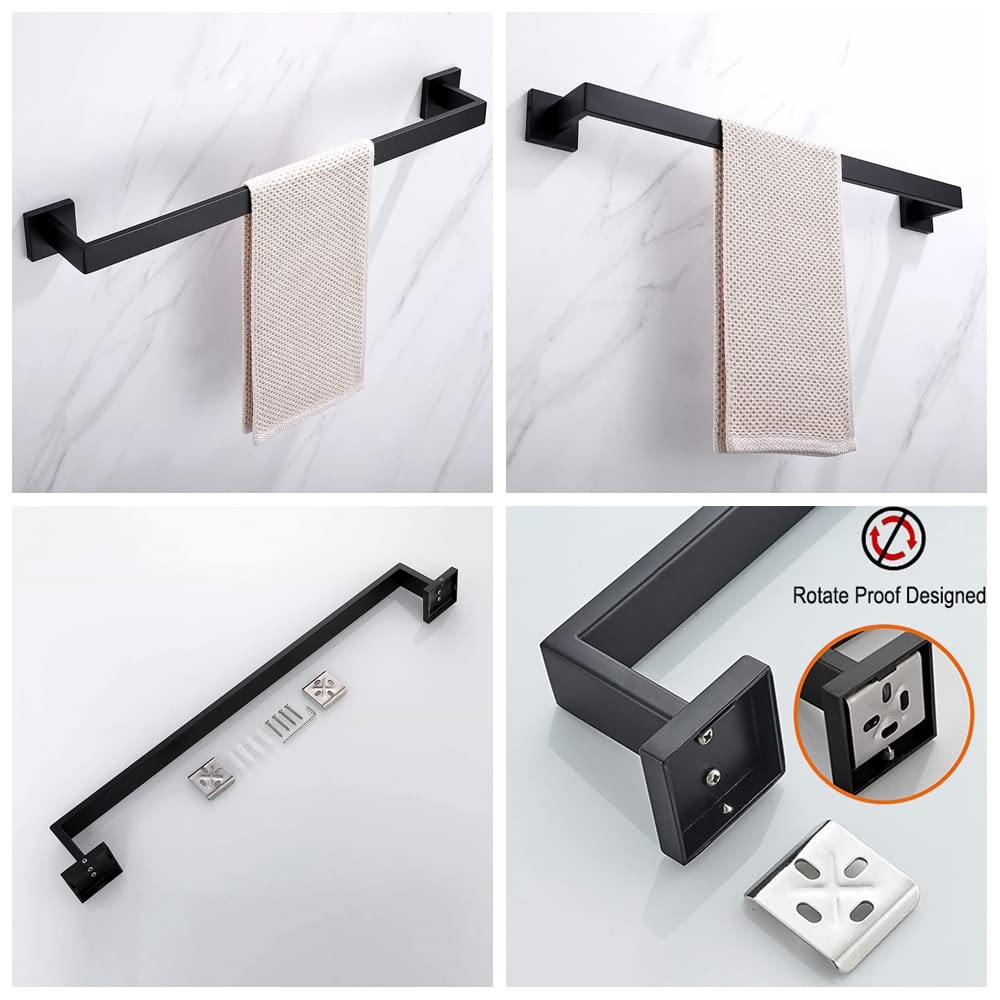 24 Inch Towel Bar For Bathrooms 12/16/24/28/32/36 Inch Stainless Steel 304 Matte Black Towel Holder Modern Square Towel Rod Rust