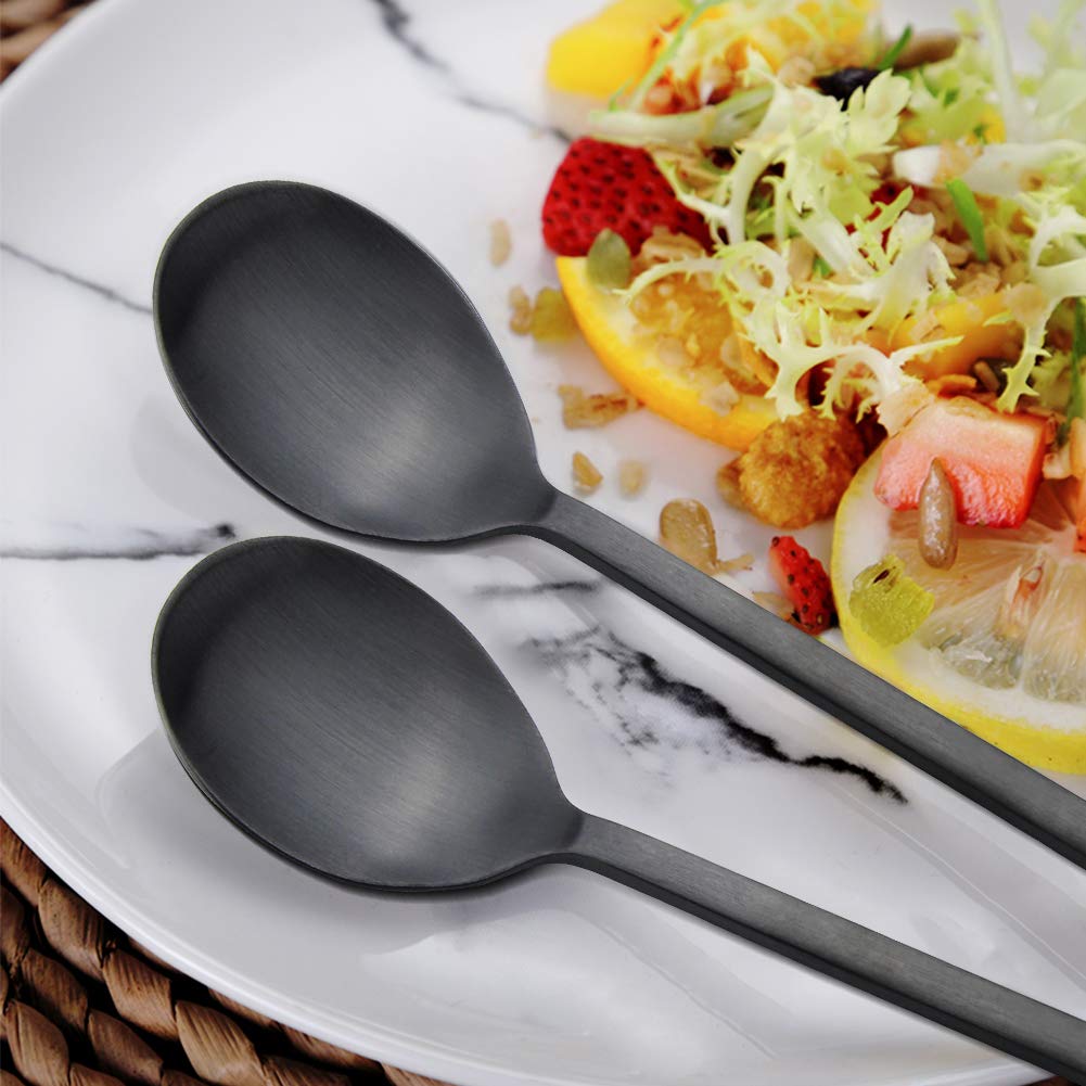Soup Spoon,Korean Spoons, 8 Pieces Stainless Steel Asian Soup Spoon,8.5 Inch Soup Spoons,Long Handle Korean Spoon,Dinner Spoons