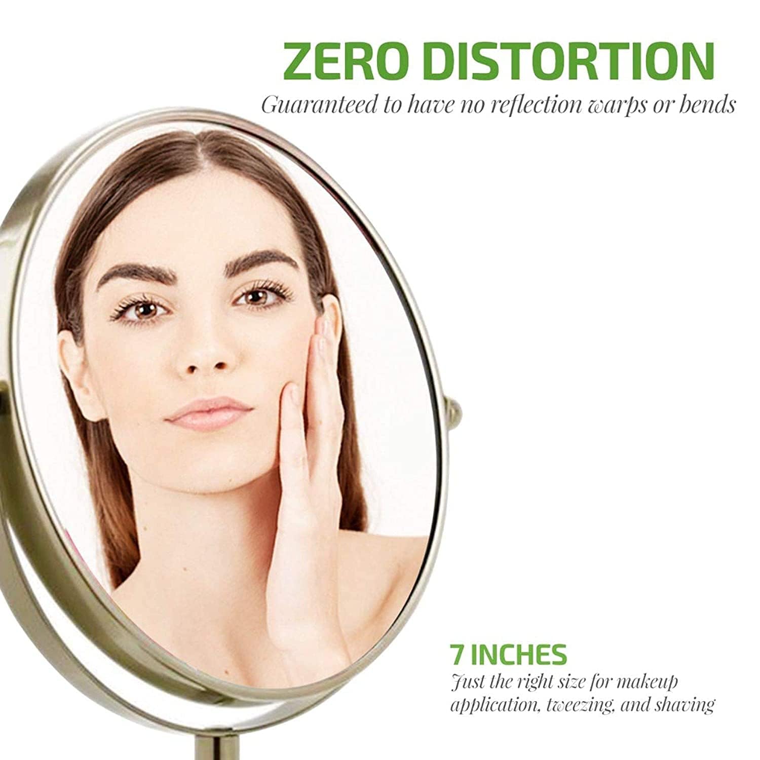 Ovente 7'' Tabletop Makeup Mirror With 1X/7X Magnification, 360 Swivel Design And Double-Sided Free-Standing Vanity Mirror Perfe