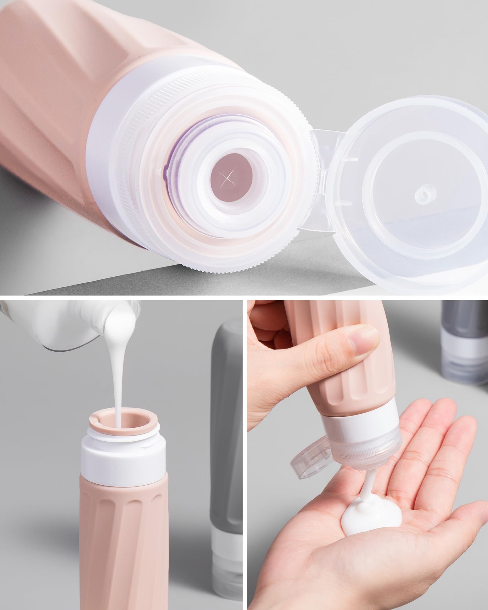 Mrsdry Travel Size Toiletries 8 Pack, TSA Approved 3oz Silicone Squeeze Bottles & Cream Jars with Clear Travel Bag