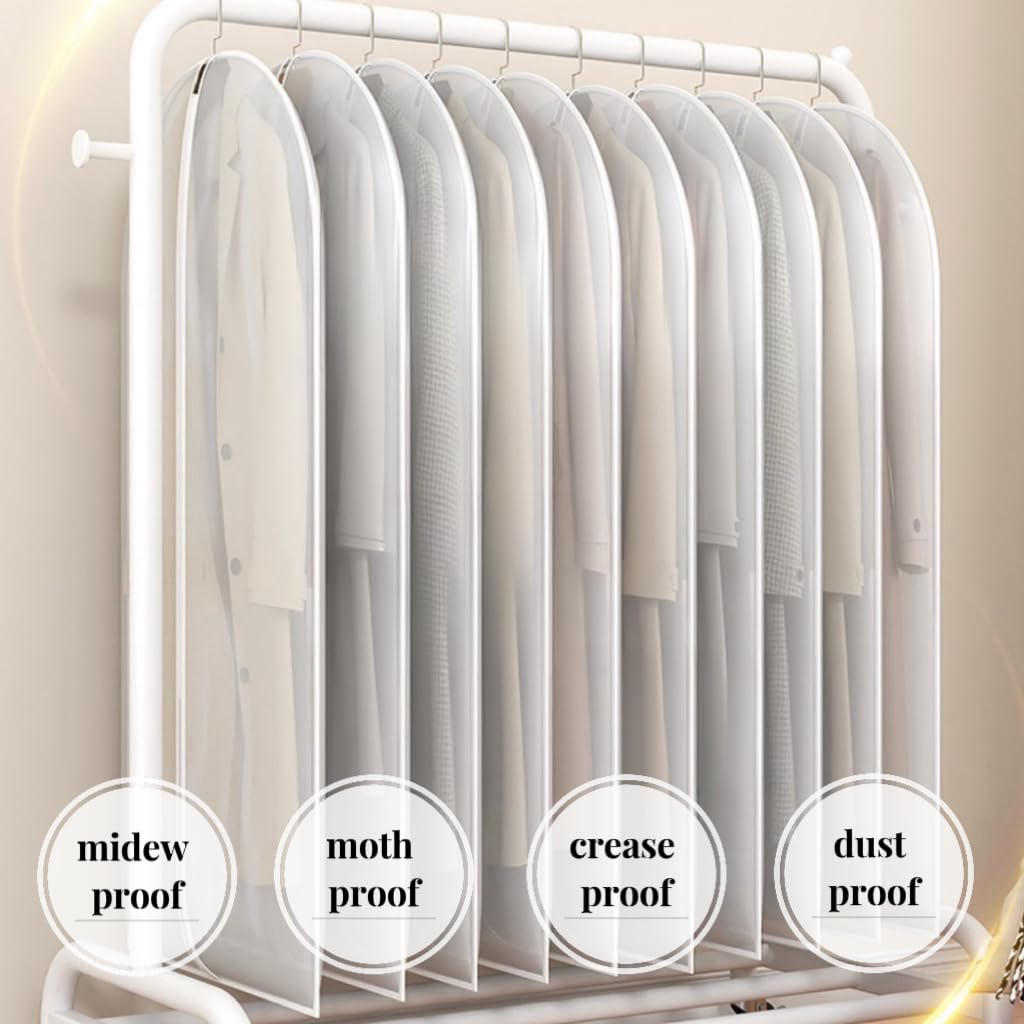 Maylmc 20 Pack Small Size Clear Garment Bags For Hanging Clothes With Full Zipper For Closet Storage, Clothes Cover For Hanging,