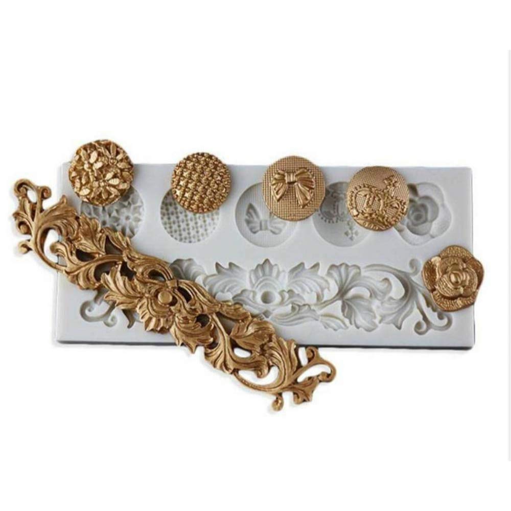 Diy Baroque Style Curlicues Scroll Relief Lace Flower European For Diy Cake Fondant Baking Biscuit Tray 3D Hard Candies Drop Dec