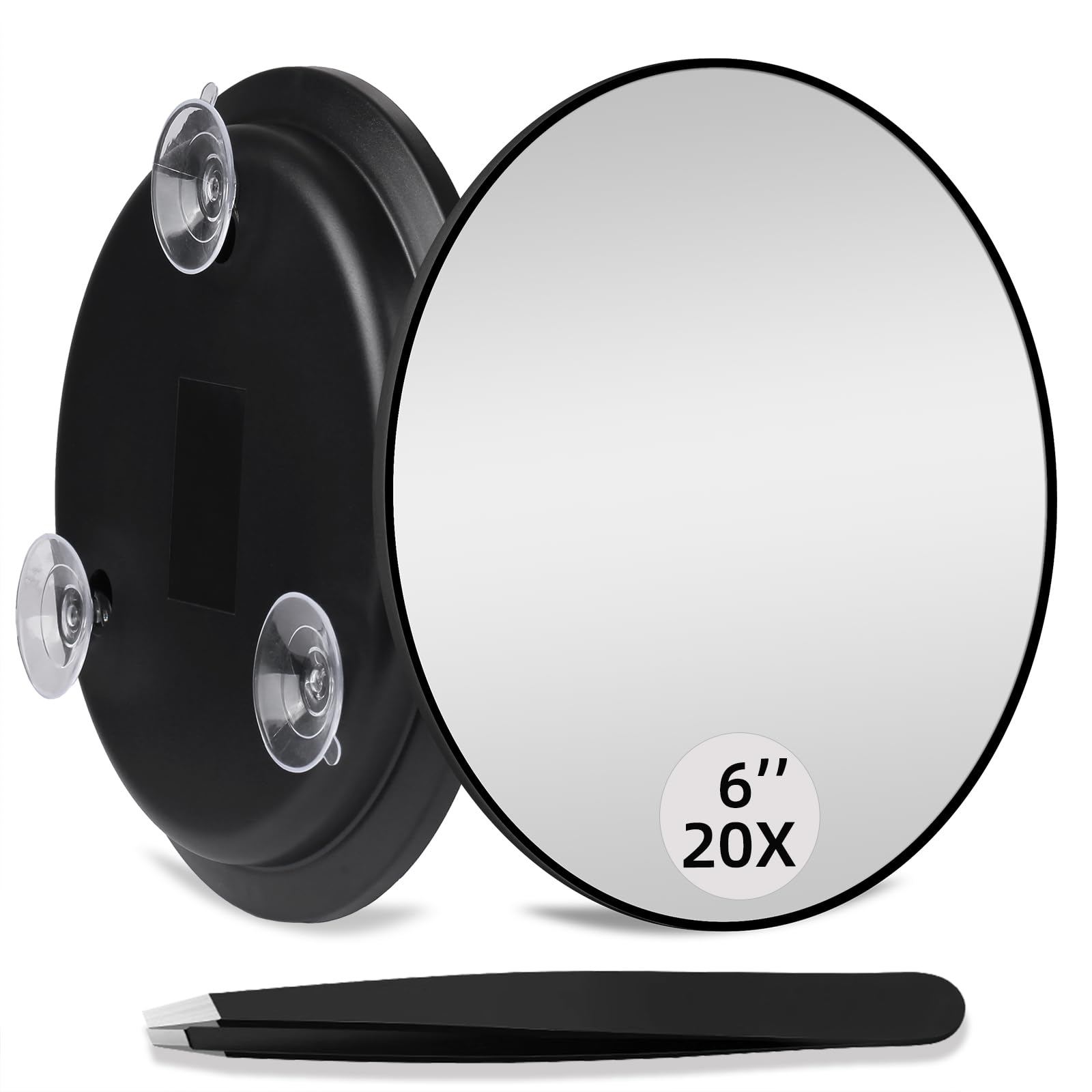 20X Makeup Magnifying Mirror, 20X High Magnifying Mirror With Suction Cups, Round 6'' Magnifying Mirror Compact Travel Magnifyin