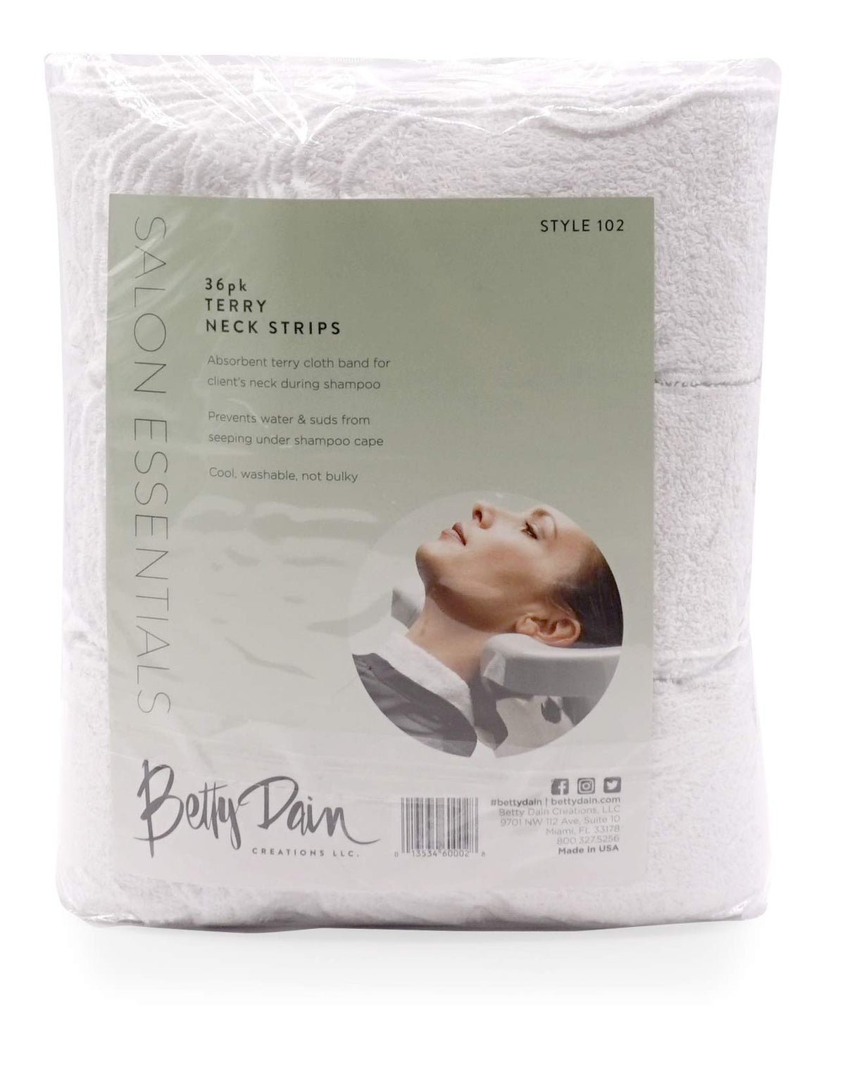 Betty Dain Neck Towel, Soft Terry, Keeps Clients Protected During Shampoos and Rinses, Spa Treatments, Adds Comfort Against Sham