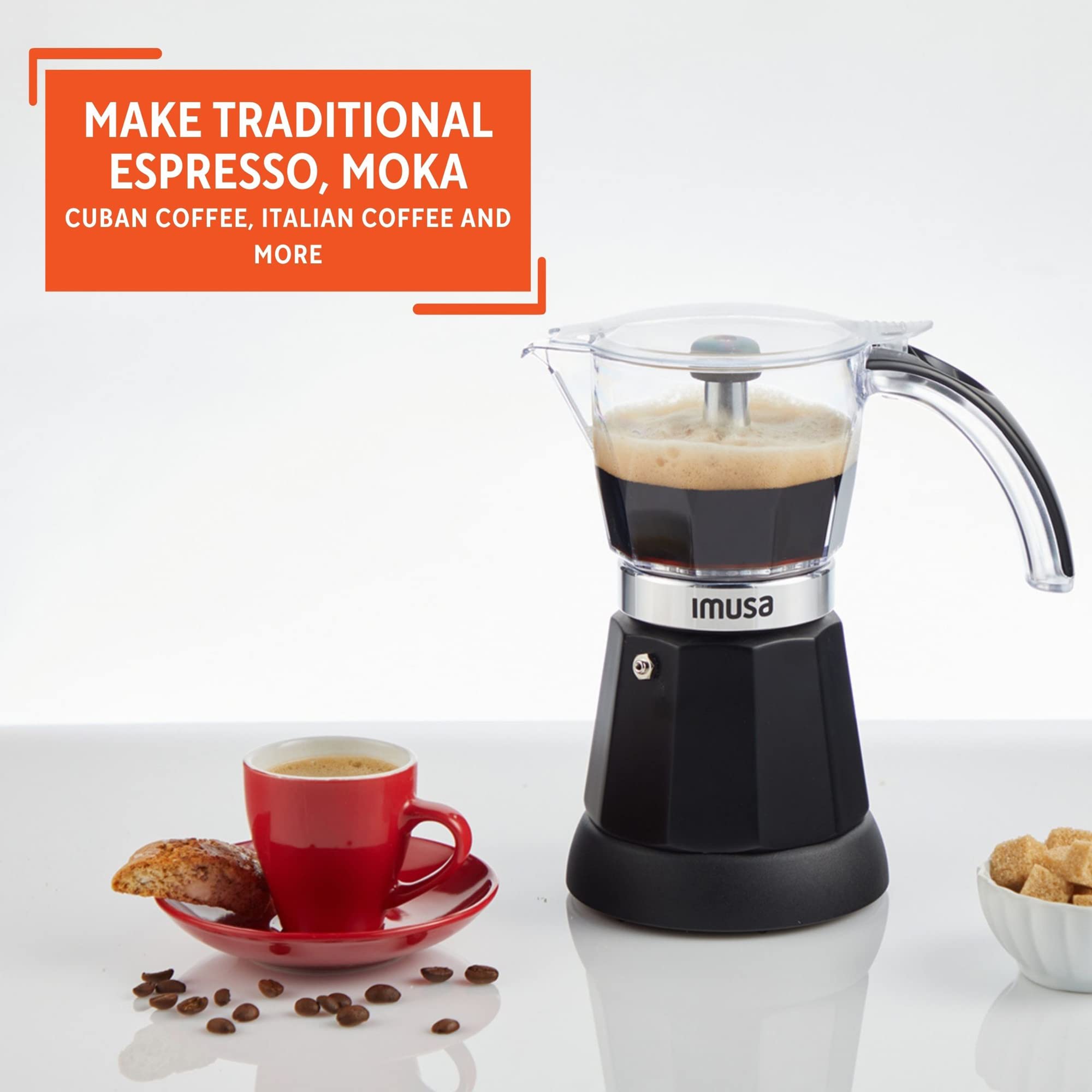 Imusa 6 Or 3Cup Electric Espresso Maker, Black