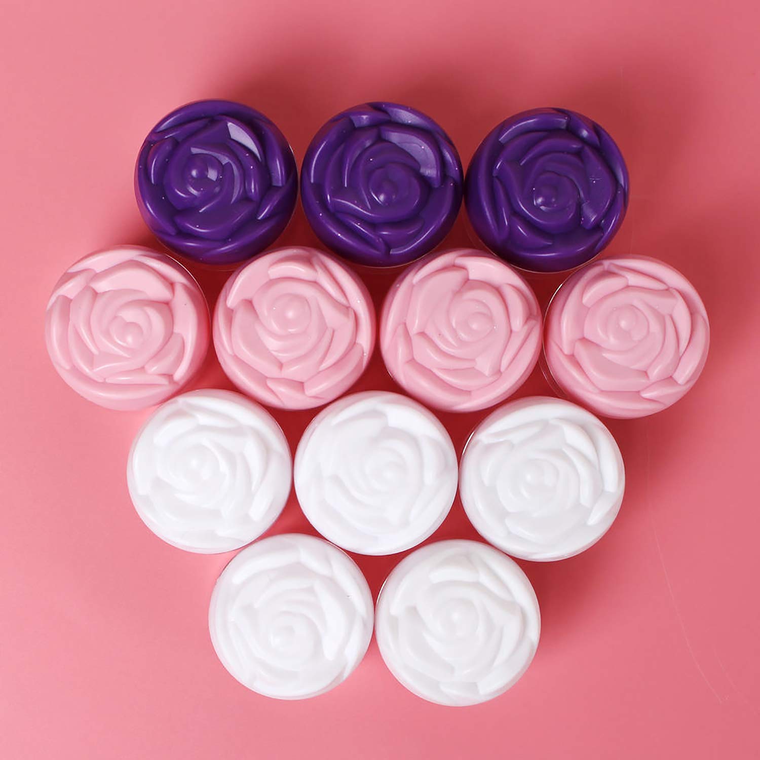 Ronrons 24 Pieces Rose Flower Shaped Empty Pot Jars Round Clear Leak Proof Plastic Cosmetic Container Jar With Lids For Travel S