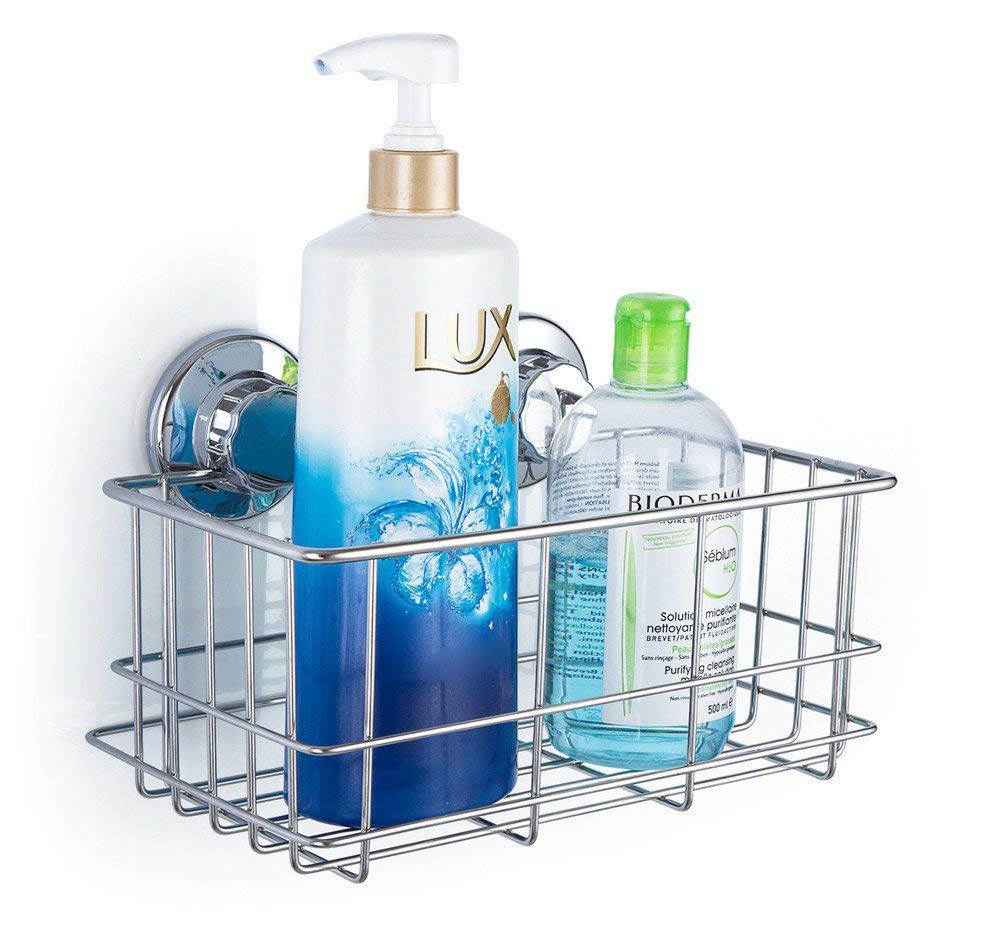 Sanno Suction Cup Shower Caddy Bath Wall Shelf, Deep Bathroom Basket Large Shower Caddy Bath Organizer Kitchen Storage Basket Fo