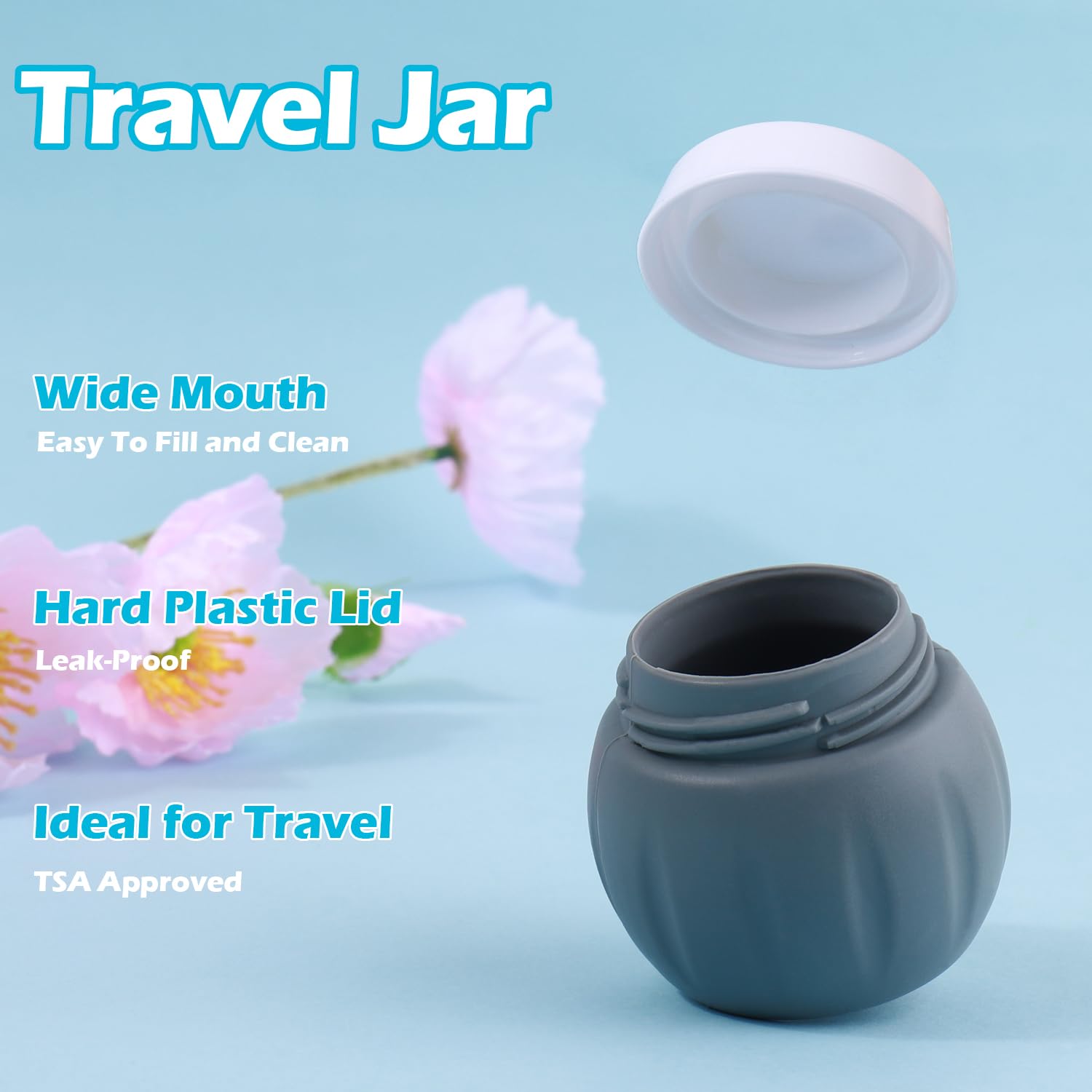 Travel Containers For Toiletries, Glamfields Tsa Approved 2Pcs 1.7Oz+3Pcs 1Oz Travel Size Silicone Jars Bpa Free, Leak-Proof Tra