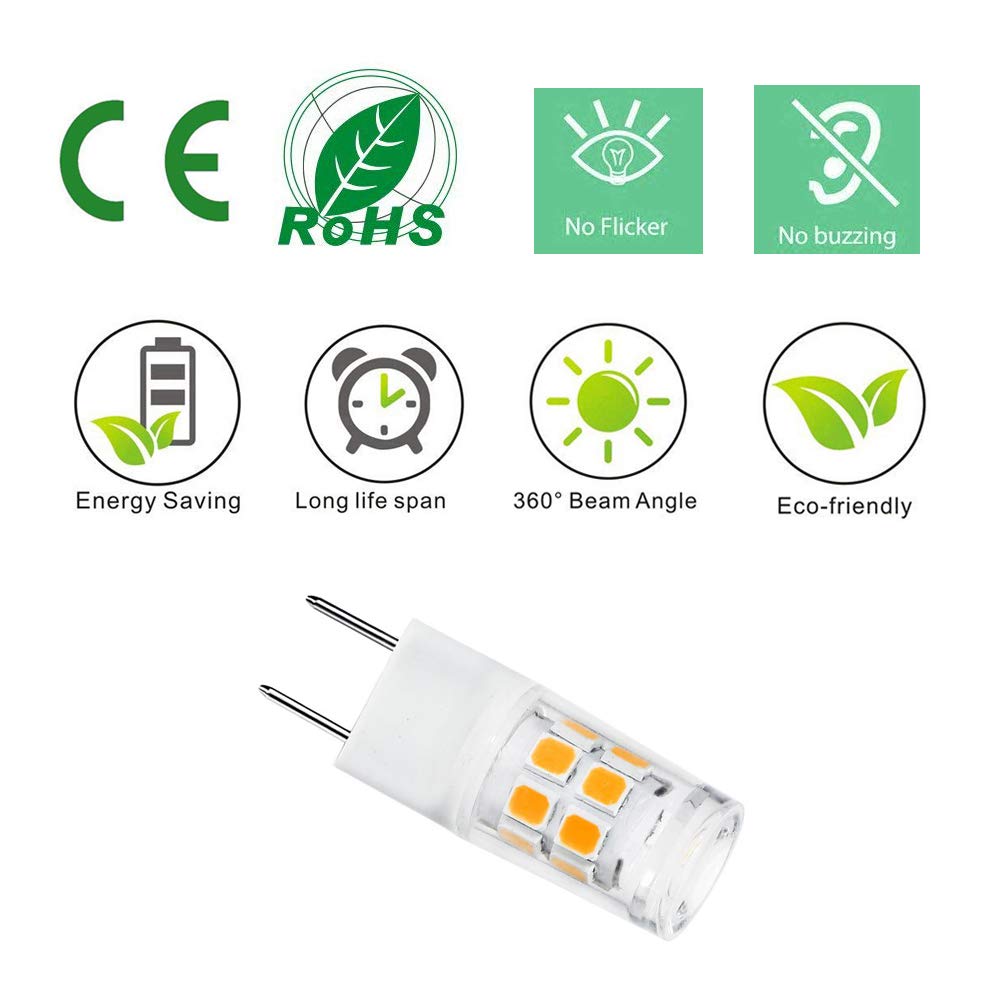 G8 Led Bulb 3W Wb25X10019 Microwave Light Bulbs 20W Halogen Bulb Replacement For Ge Microwave Oven T4 Bi-Pin Base 120V Warm Whit