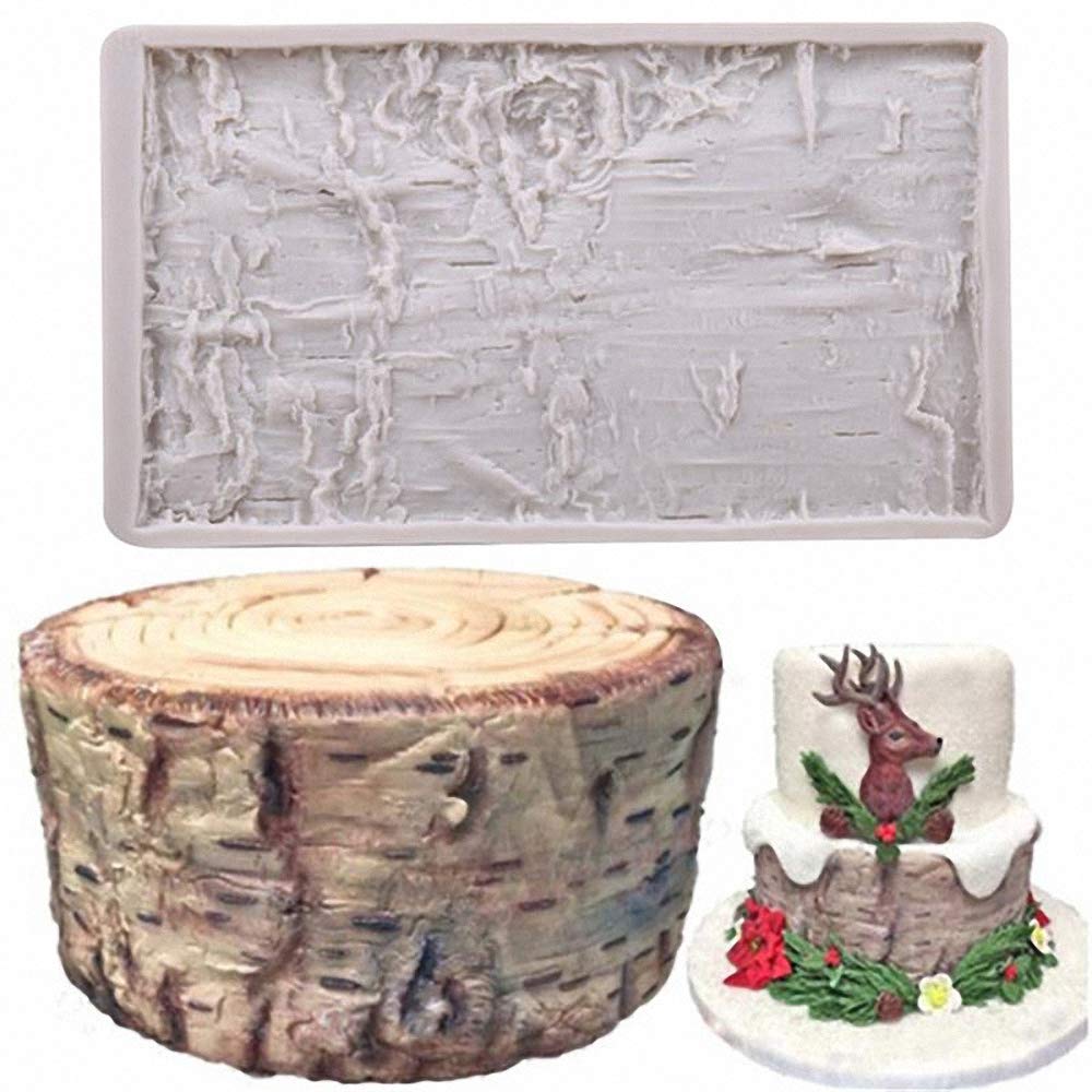 Tree Bark Fondant Impression Mat, Earth Mud Wall Texture Silicone Lace Mold Forest Party Silicone Imprint Mold Wood Cake Border
