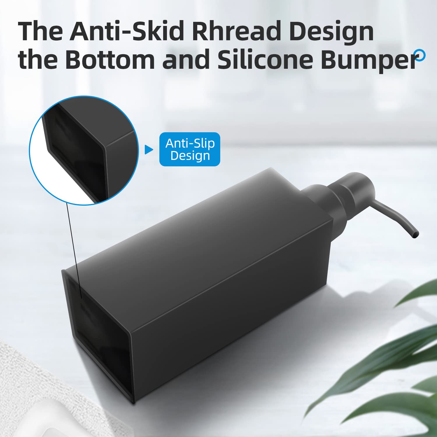 Glubee Black Soap Dispenser, Matte Black Stainless Steel Soap Dispenser, Rust-Proof Liquid Hand Dish Soap Dispenser For Bathroom