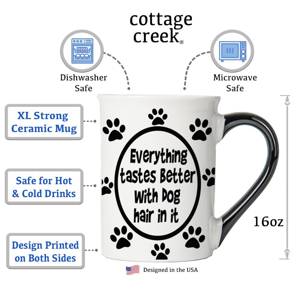 Cottage Creek 16Oz Ceramic Black And White Dog Mug, Fun Coffee Cup And Tea Mug