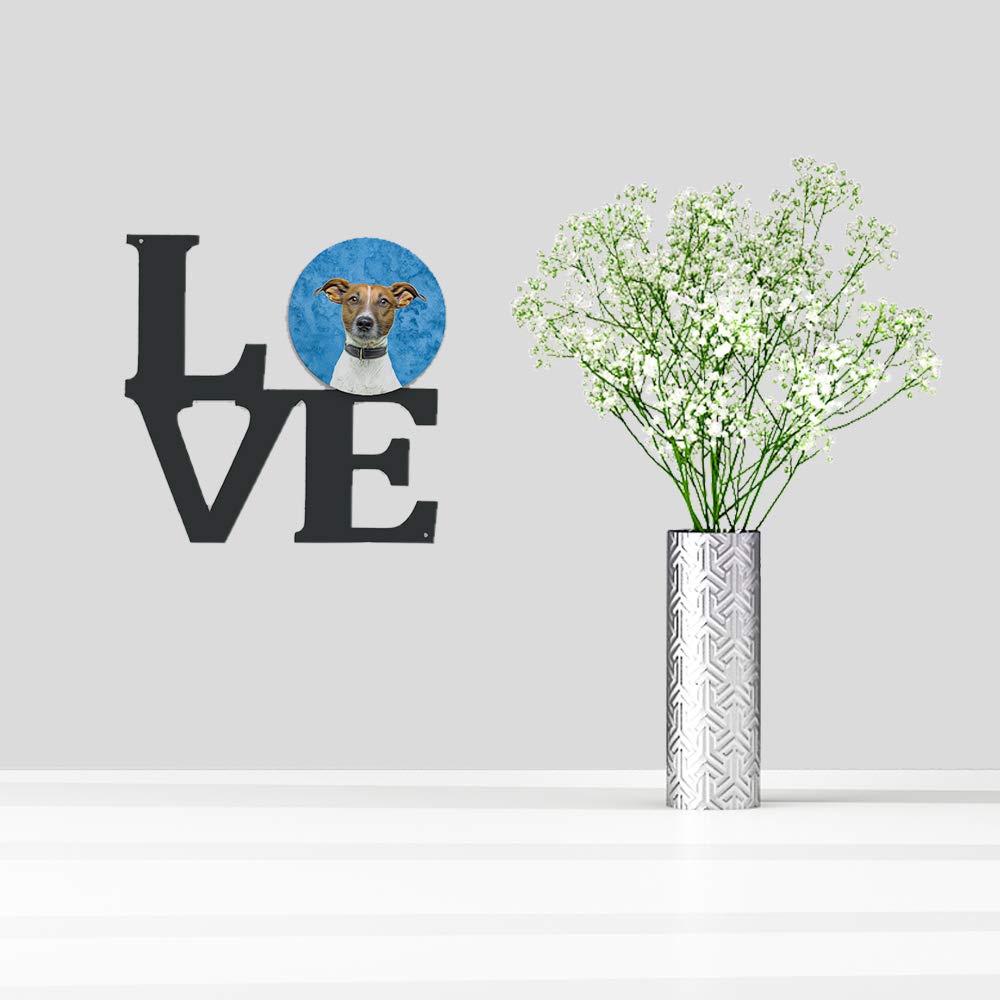 Blue Jack Russell Terrier Metal Wall Artwork LOVE KJ1226BUWALV