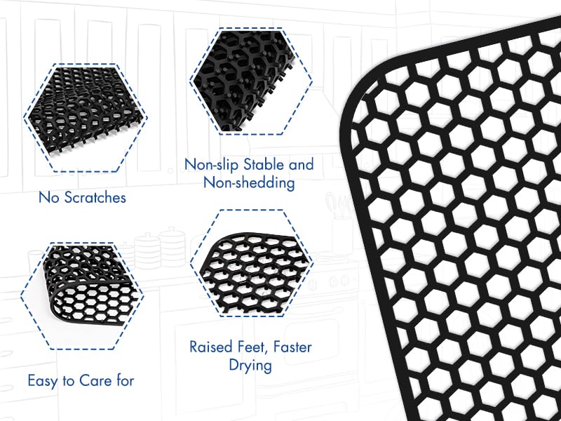 Bestjing Silicone Sink Protectors for Kitchen Sink - 28.4x 14.3 Kitchen Protector Accessory, Non-Slip Heat Resistant Mat for Bot