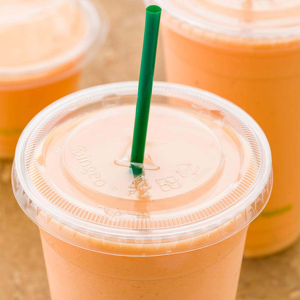 Restaurantware Basic Nature 8.3 Inch Cold Drink Straws 100 Sturdy Beverage Straws - Disposable Sustainable Green Plastic Drinkin