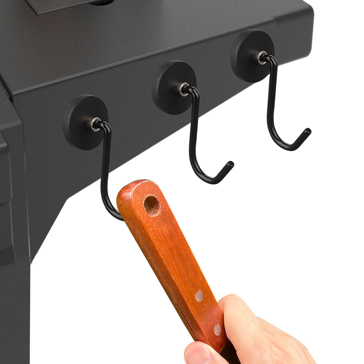 Unusfire 3 Pack Smoker Grill Magnetic Hook,Non-Slip Magnetic Mount Barbecue Hooks For Hanging,Universal Magnetic Hooks For Grill