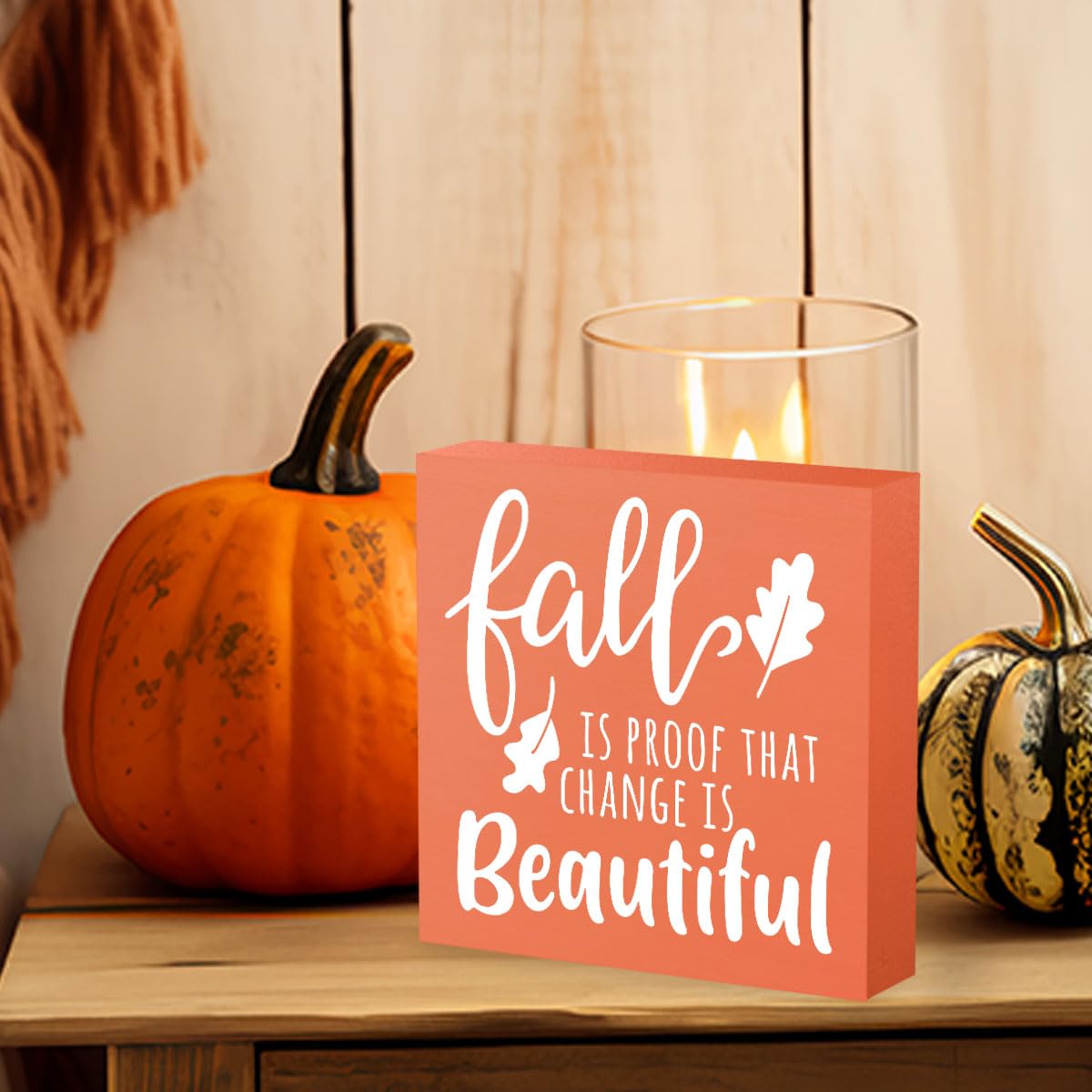Rustic Fall Gnomes Pumpkin Sign Fall Decorations for Home Office Indoor Fall Desk Decor for Bathroom Bedroom Autumn Thansgiving