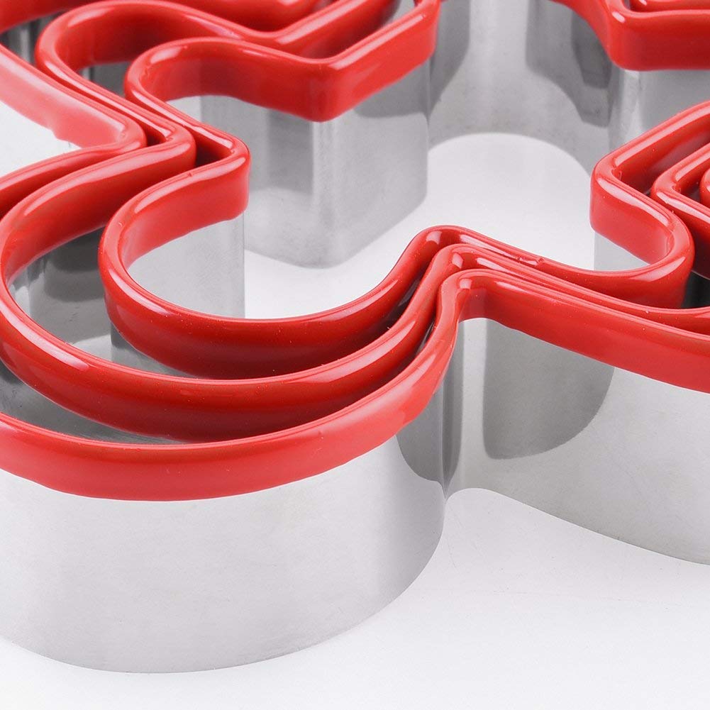 Fasaka 3Pcs Stainless Steel Cookie Cutters Set Gingerbread Boy Shape Mould With Red Environmental Pvc
