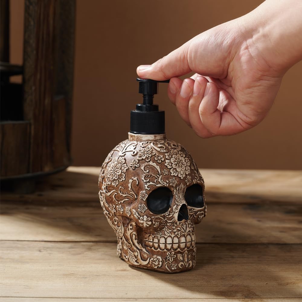 Skull Soap Dispenser With Rust Proof Pump, Refillable Liquid Hand Lotion Bottle For Bathroom, Bedroom And Kitchen(New Upgrade Pu