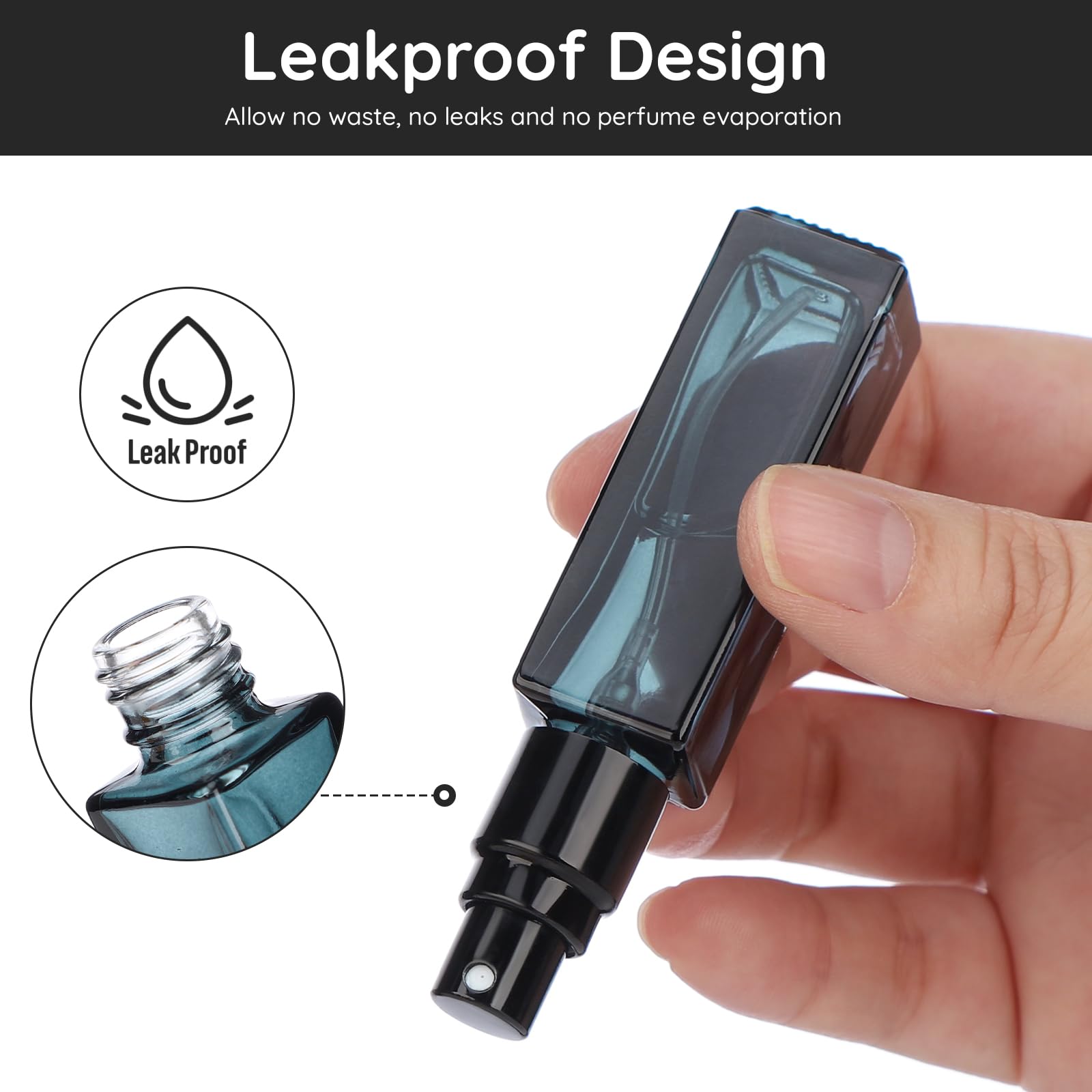 Segbeauty Glass Perfume Bottles, 5 Pack 10Ml Refillable Mini Perfume Bottle Travel, Portable Leak-Proof Square Spray Pump Bottle