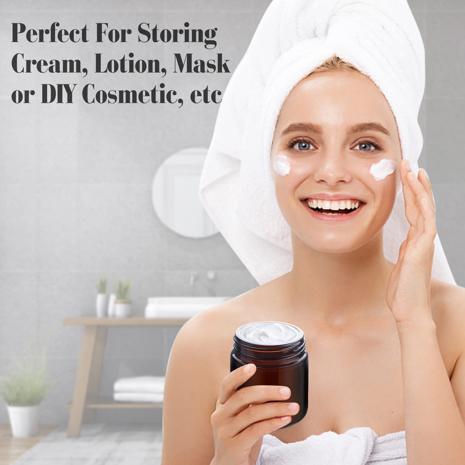 4 Pack 120Ml/4Oz Amber Glass Cream Jar Refillable Cosmetic Storage Bottle Large Sample Container Pot With Inner Liners&Black Lid