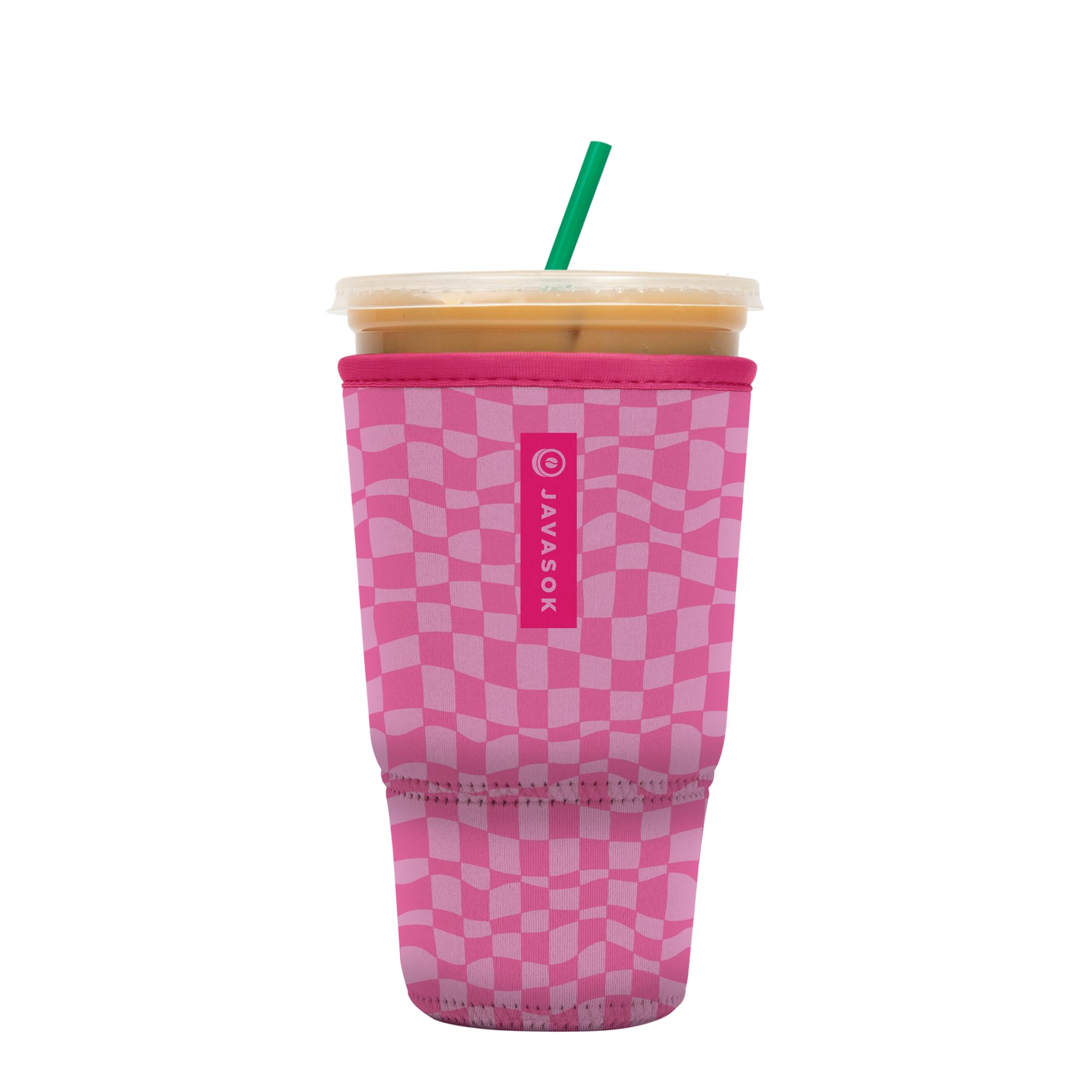 Sok It JavaSok Iced Coffee & Cold Soda Insulated Neoprene Cup Sleeve (Pink Grand Prix, XLarge: 38-42oz)