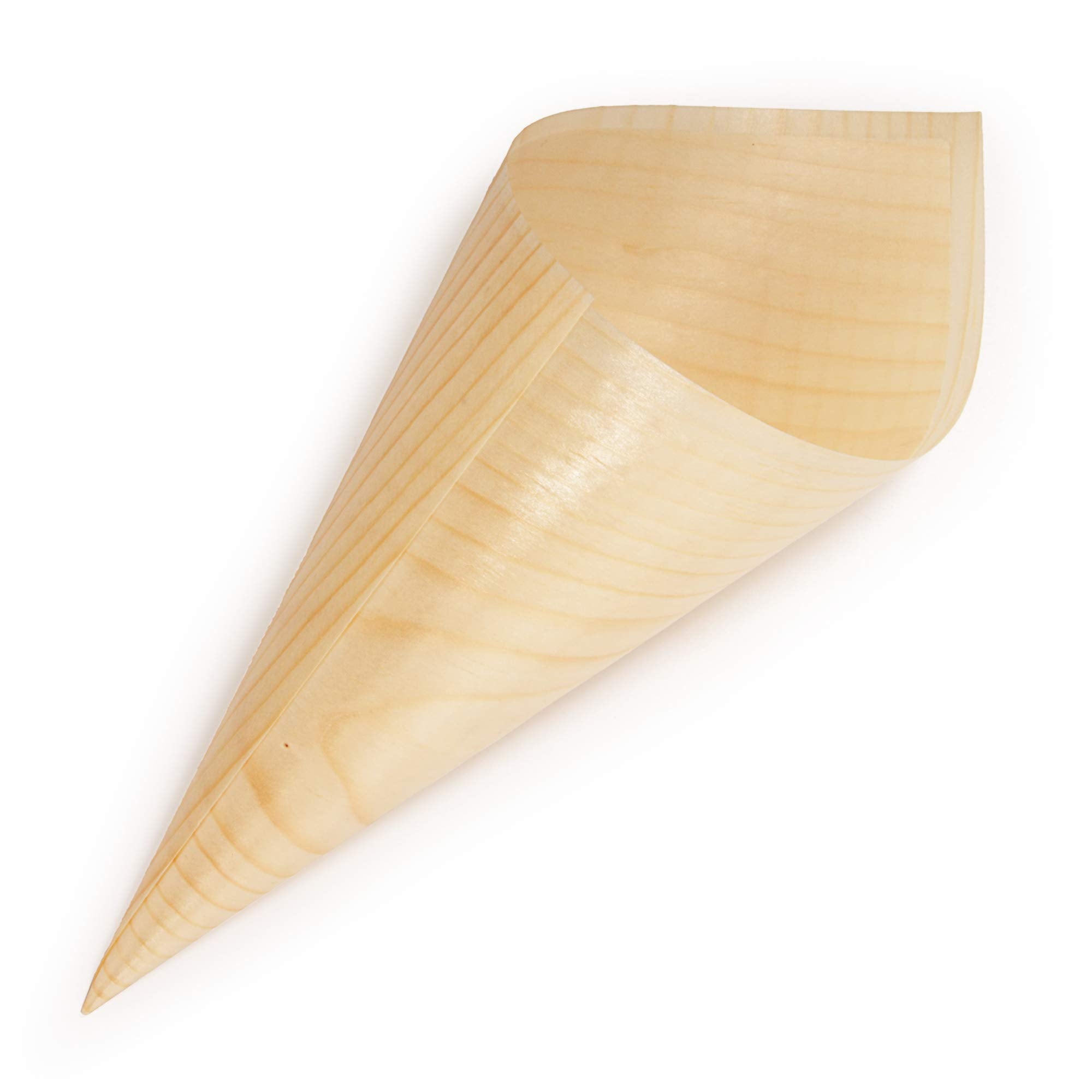 Bamboomn - Disposable Food And Appetizer Wood Cones - 7.9'' X 3'' - 300 Pieces
