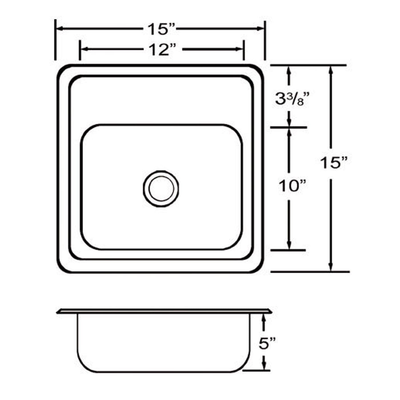 Whitehaus Wh692Abl-Poss Square 15-Inch Drop-In Bar Sink With A Smooth Surface, Polished Stainless Steel