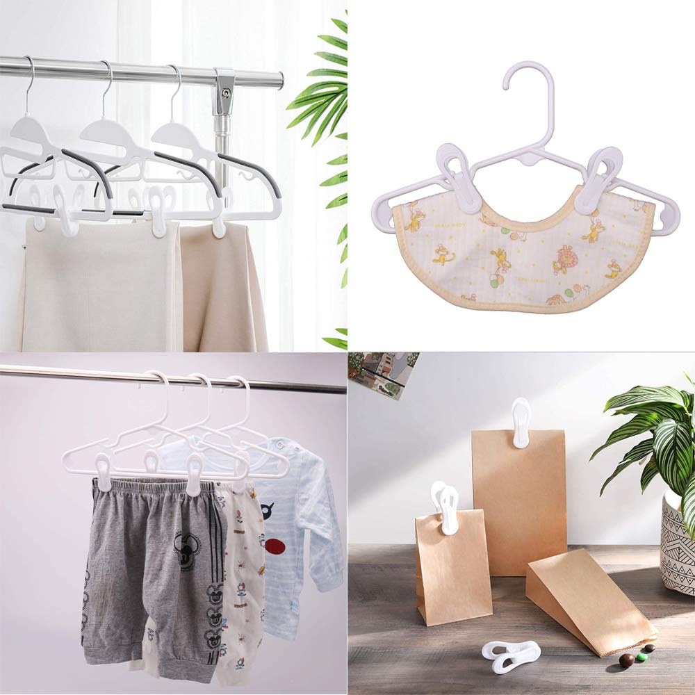Krismya Hanger Clips For Hangers,30 Pcs Multi-Purpose Hanger Clips For Hangers White Finger Clips For Kids Hangers With Clips Pl