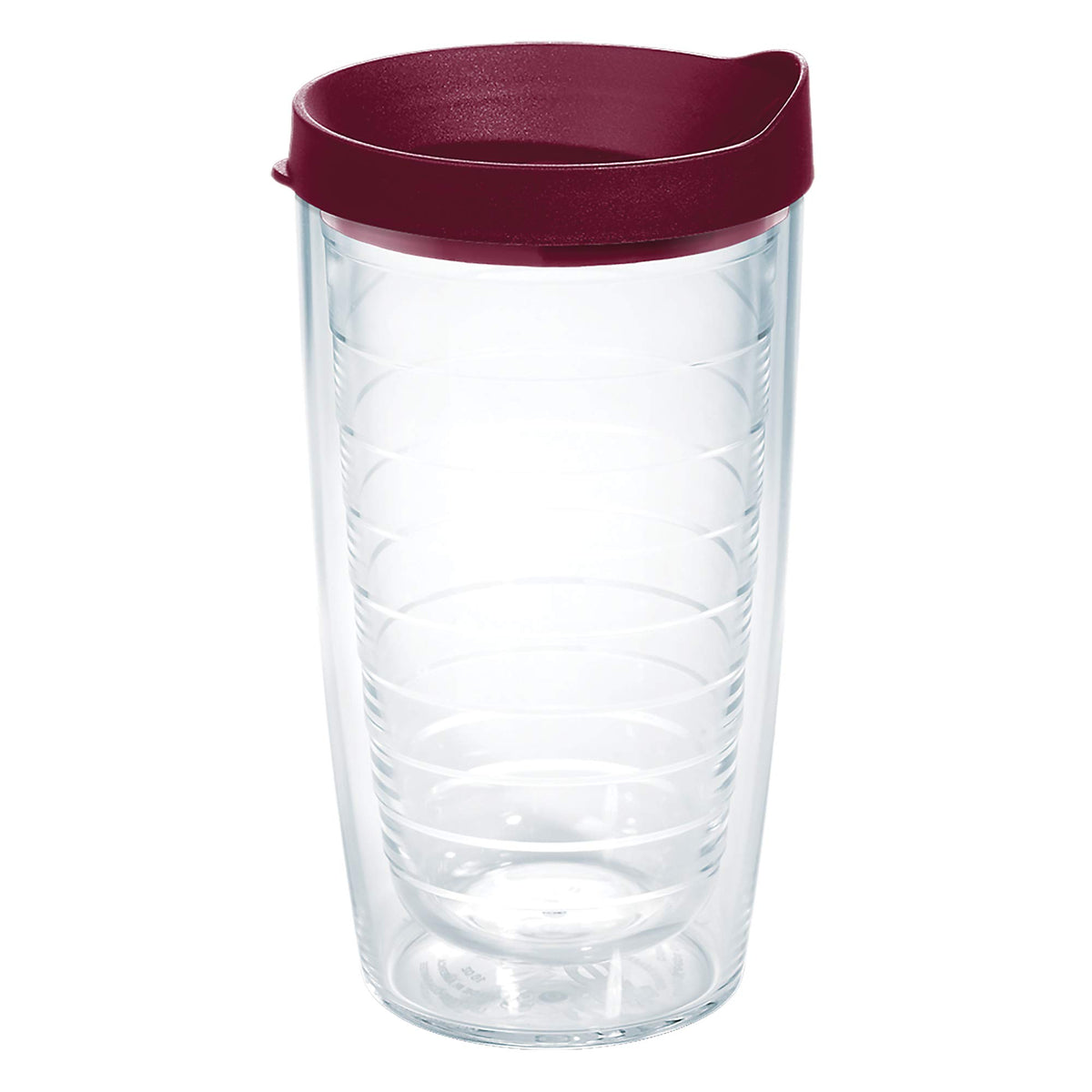 Tervis Clear & Colorful Lidded Made In Usa Double Walled Insulated Tumbler Travel Cup Keeps Drinks Cold & Hot, 16Oz, Maroon Lid