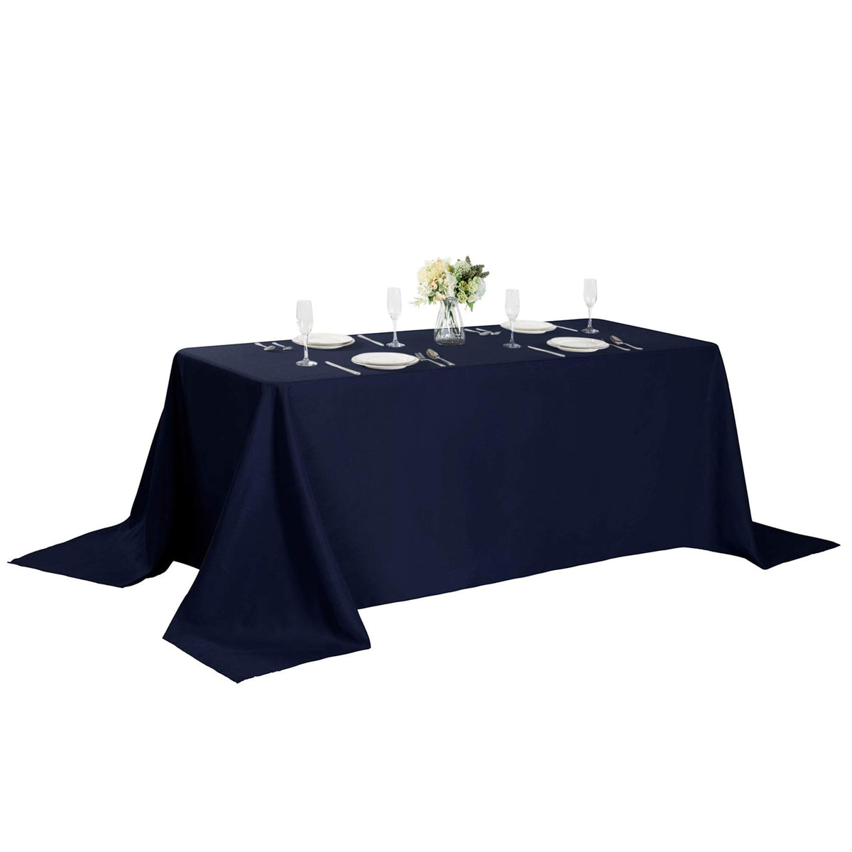 Rectangle Tablecloth 90X132 Inch Washable Polyester Fabric Table Cloth For Wedding Party Dining Banquet Decoration(90X132, Navy)