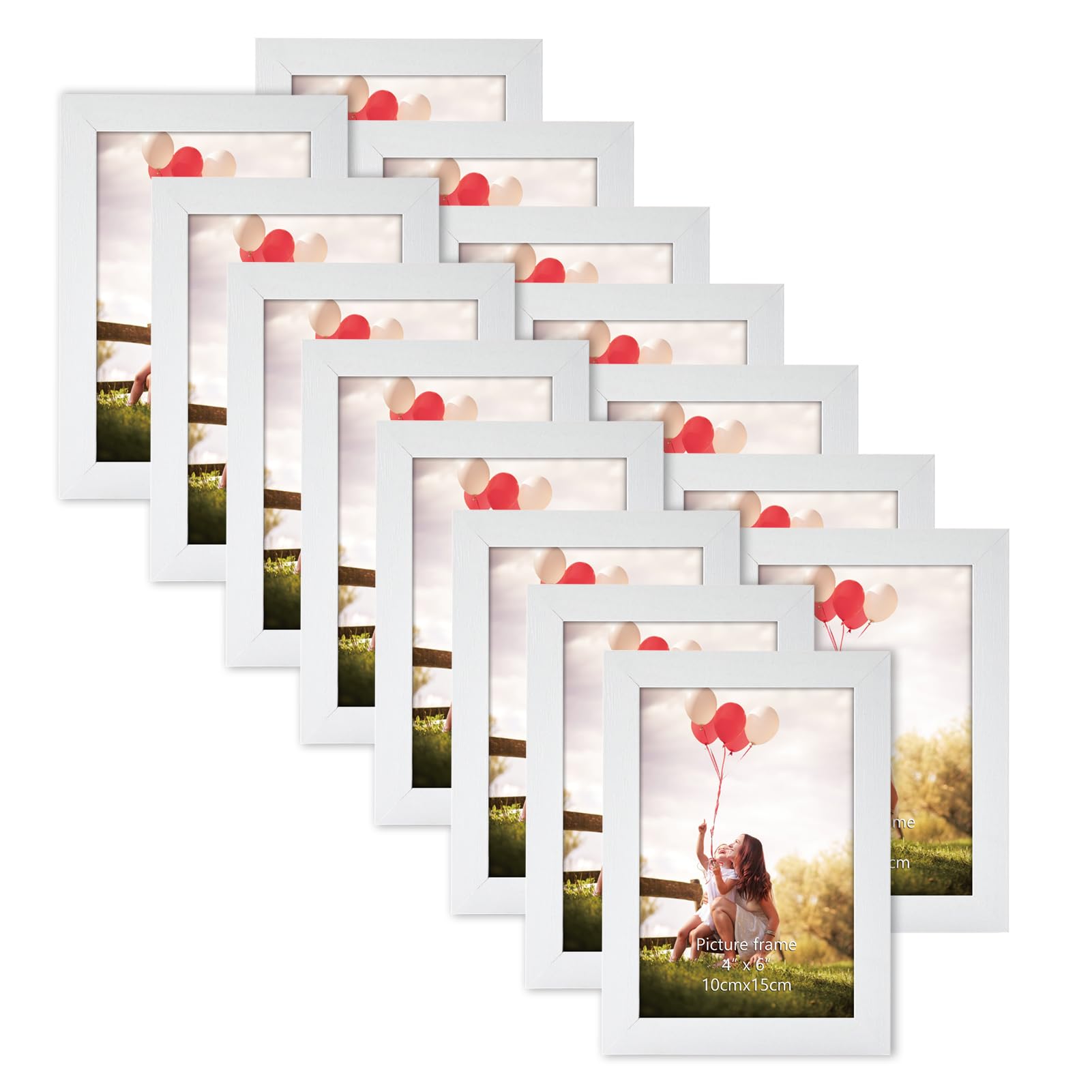 HORLIMER 4x6 Picture Frame Set of 15, White Picture Frames Display 4 by 6 Photo for Wall or Tabletop