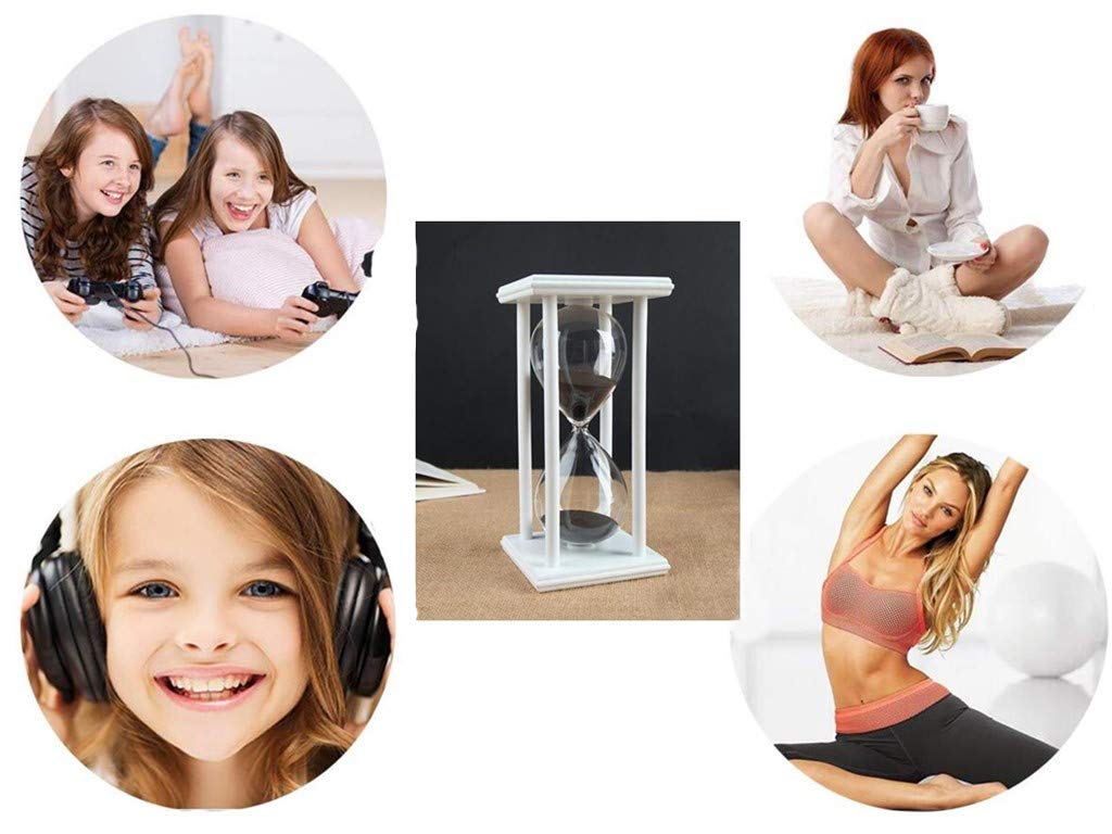 Hourglass Timer for 45 Min Sandglass Timer 45 Minutes Decoration Festival Ornament for Kitchen Restaurant Living Room Home Closet Office Desk Bedroom Party Christmas New Year Black