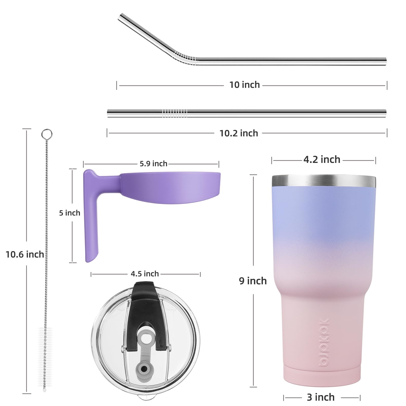 Bjpkpk 40 Oz Tumbler With Handle And Straw Lid Stainless Steel Travel Mugs Insulated Tumbler Cups,Pastel Sunset