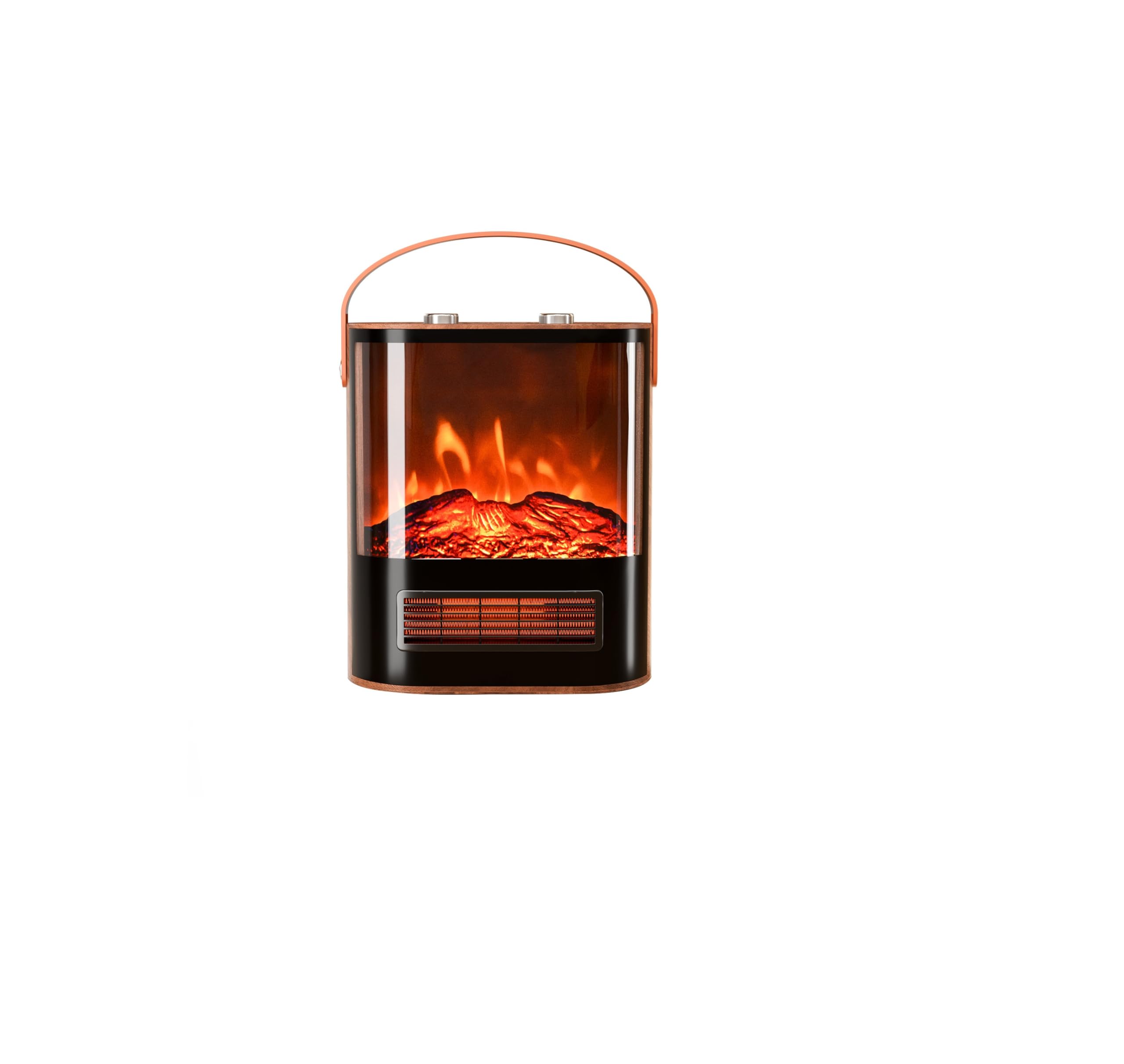 ROVSUN 20  H Electric Fireplace Stove Space Heater, 1400W Portable Freestanding with Thermostat, Realistic Flame Logs, Overheat 