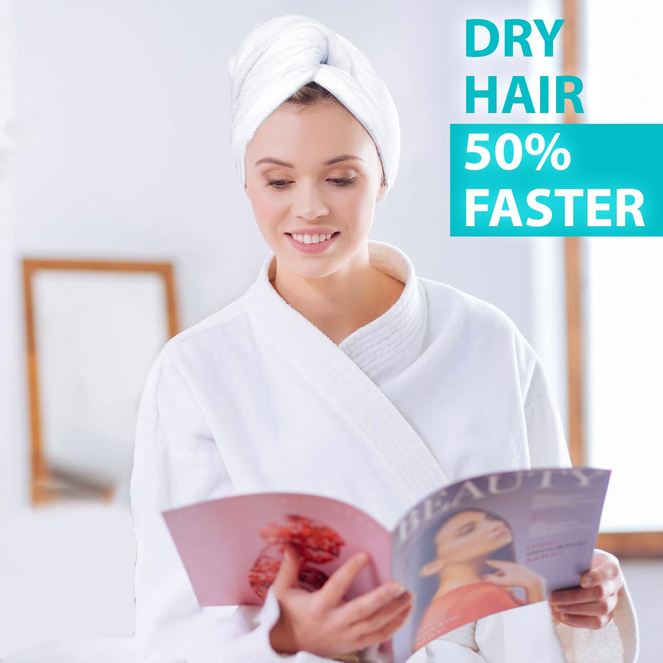 Bondi SPA Microfiber Hair Towel - Dries Hair 50% Faster - Anti-Frizz - Highly Absorbent & Super Soft - XL (42 x 22) - Rectangle